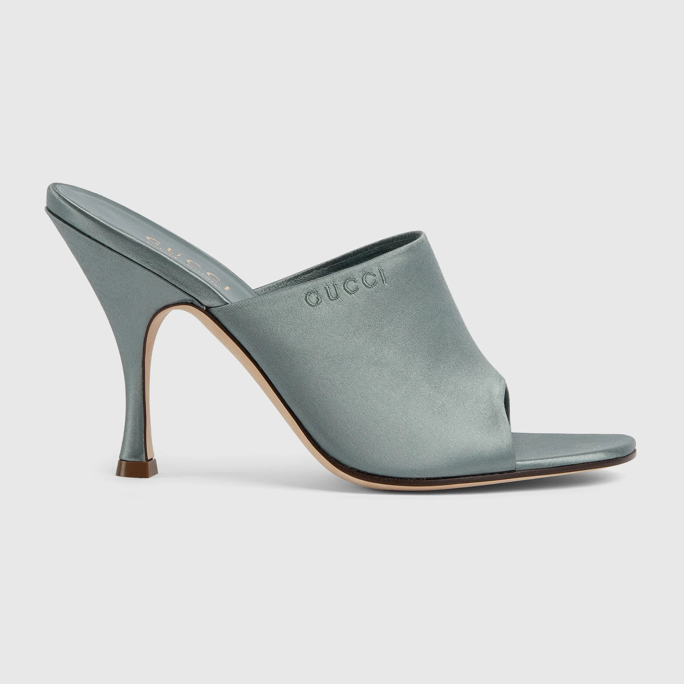 Gucci Logo Satin Slide Sandals