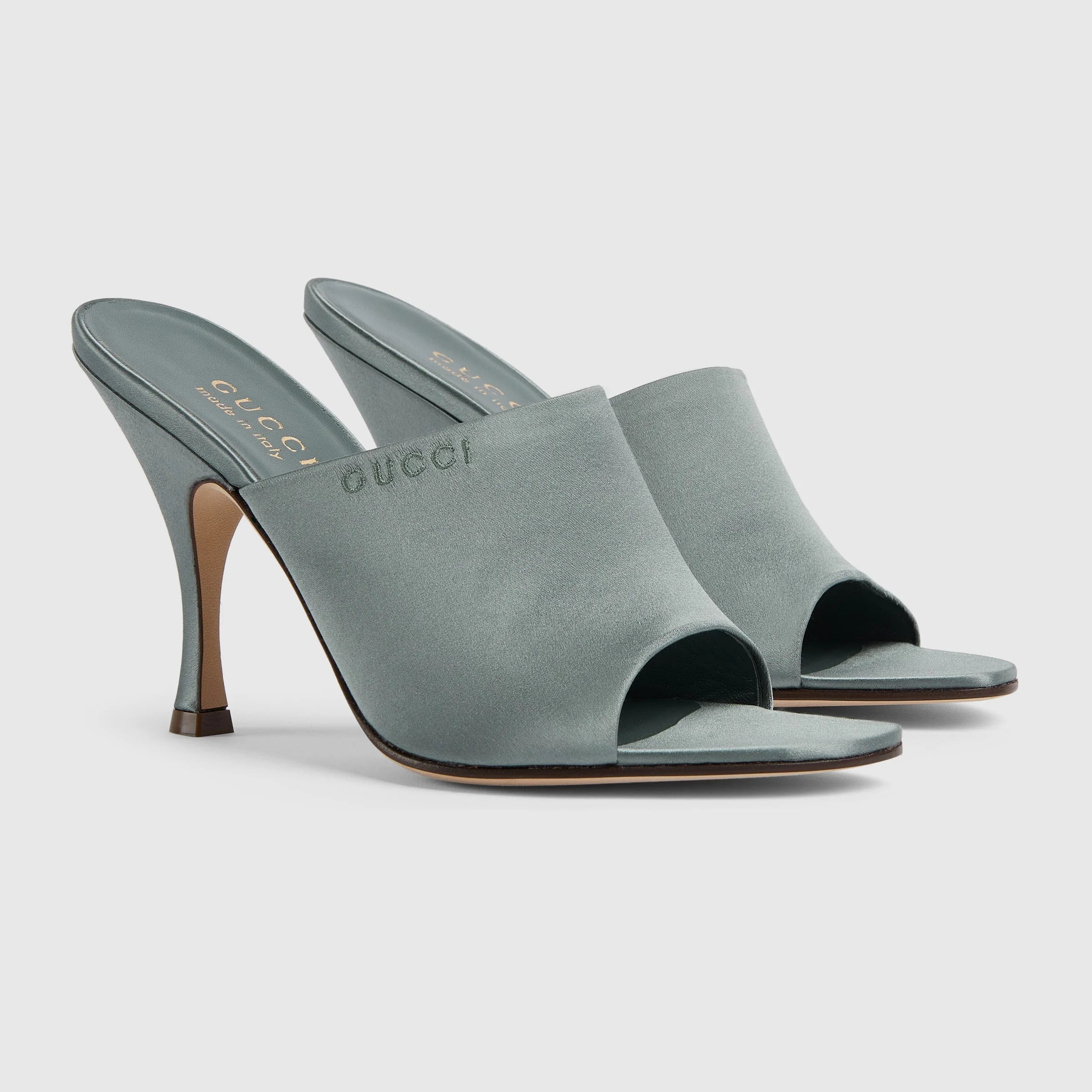Gucci Logo Satin Slide Sandals