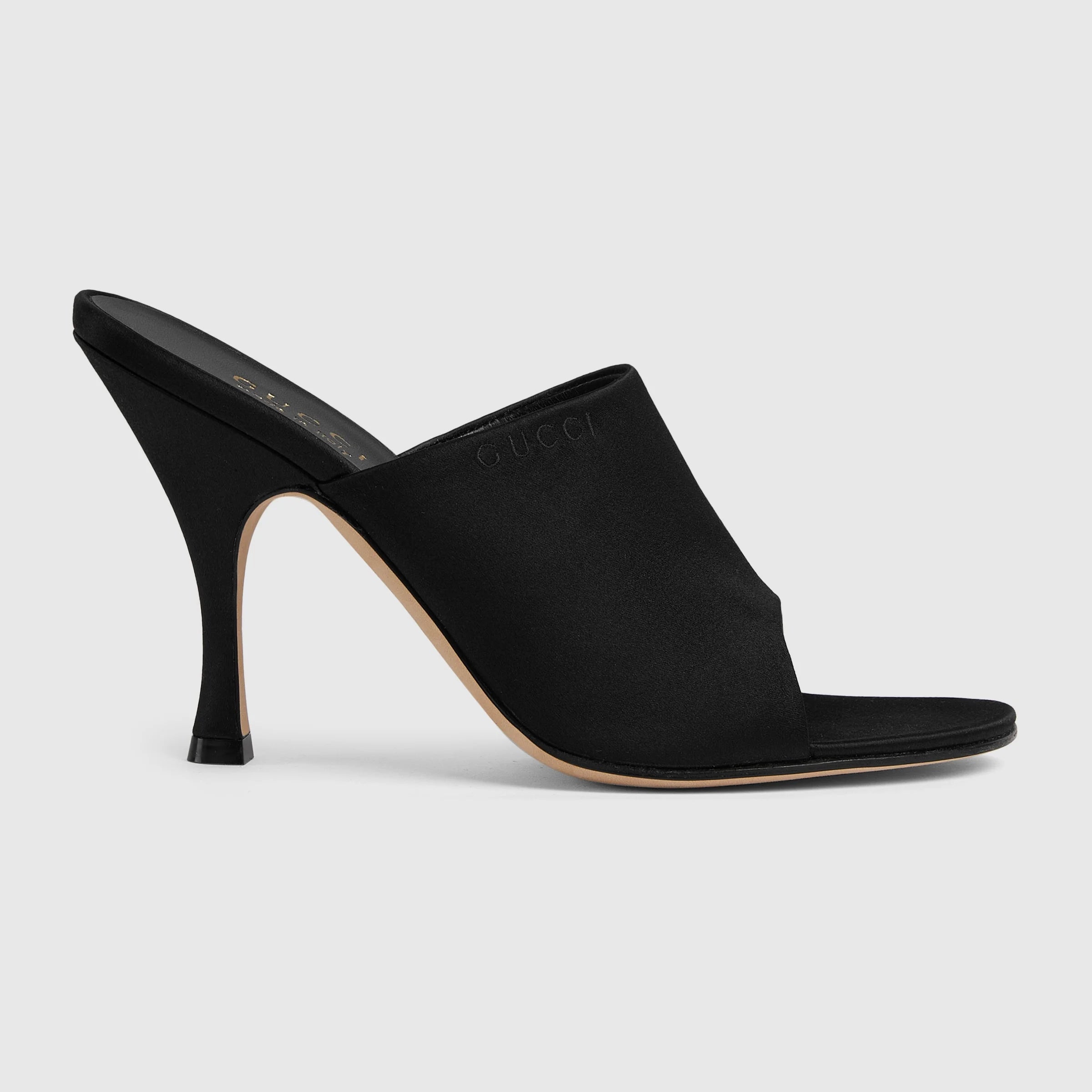 Gucci Logo Satin Slide Sandals&nbsp;