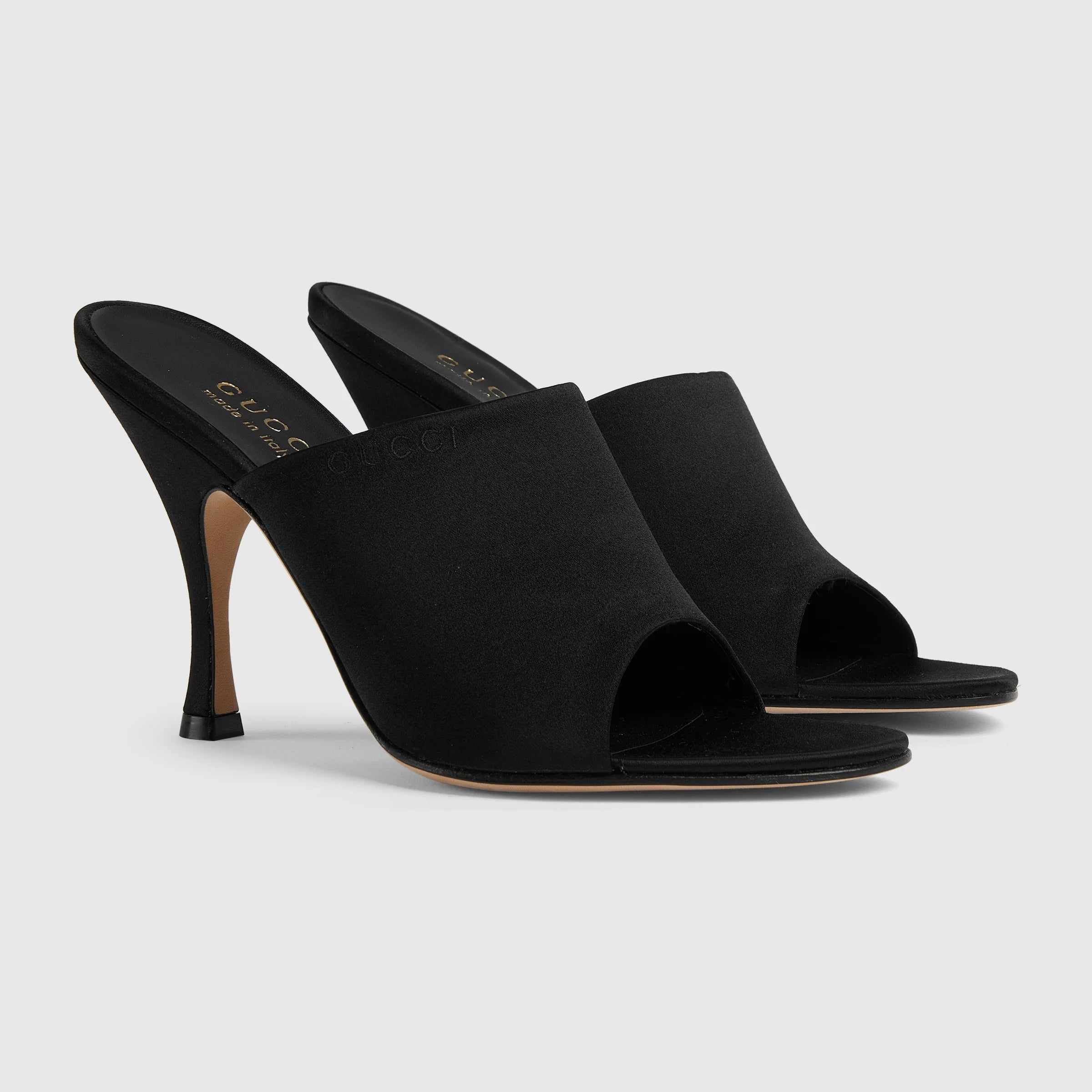 Gucci Logo Satin Slide Sandals&nbsp;