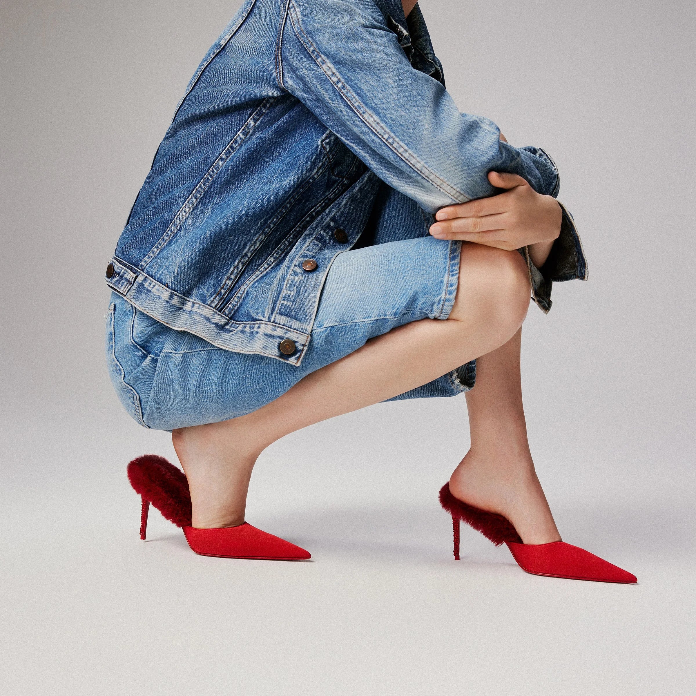 Christian Louboutin Km Fur Satin Pumps