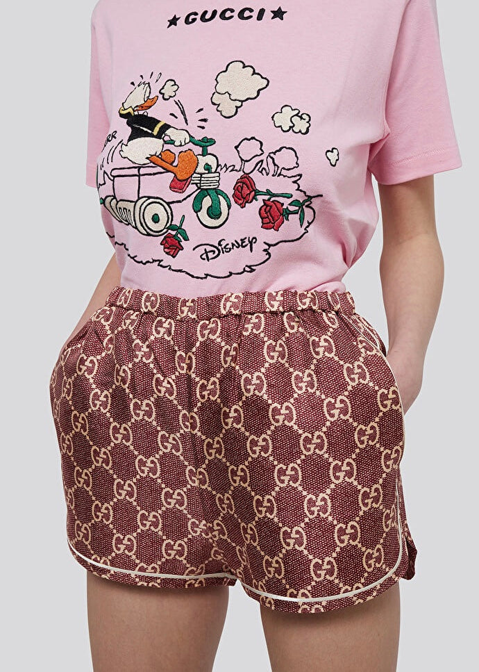 Gucci GG Supreme Print Silk Shorts