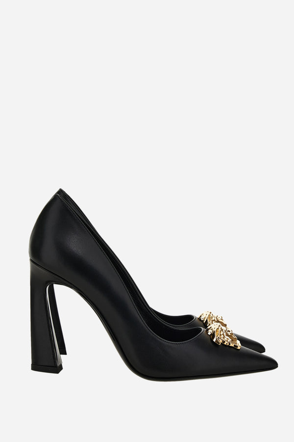 Versace Logo Pump In Calf Leather
