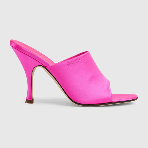 Gucci Logo Satin Slide Sandals