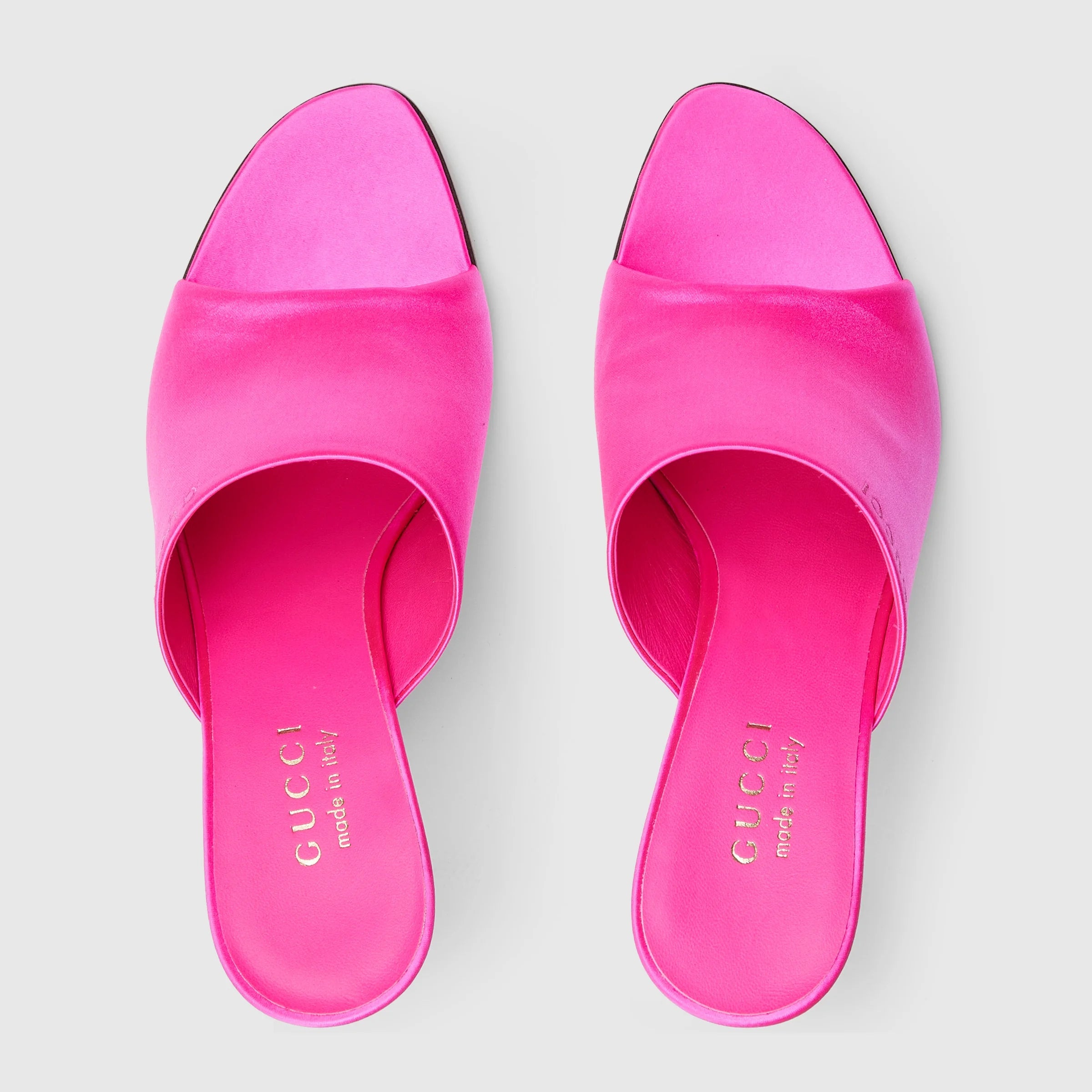 Gucci Logo Satin Slide Sandals