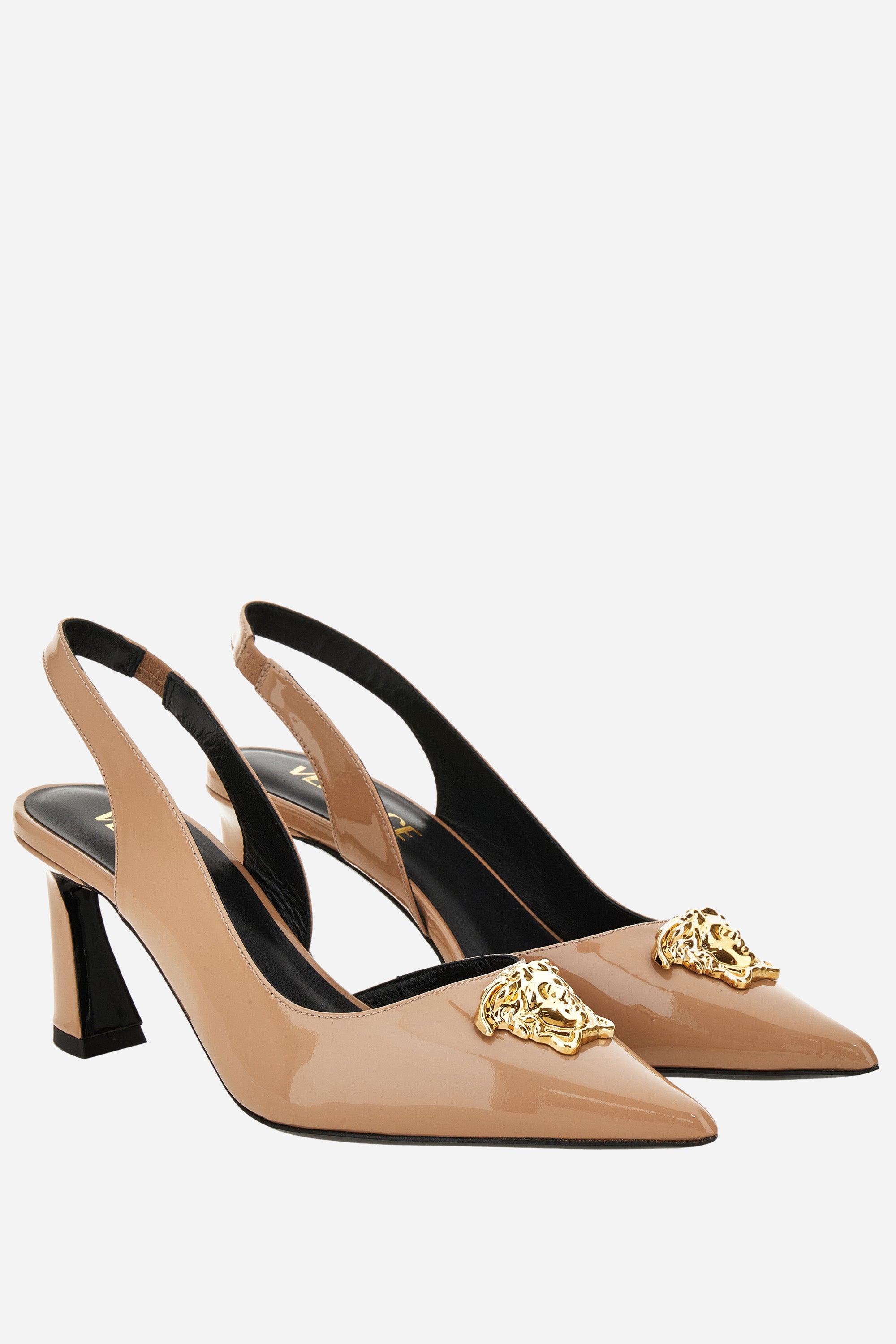 Versace Logo Patent Sling Back