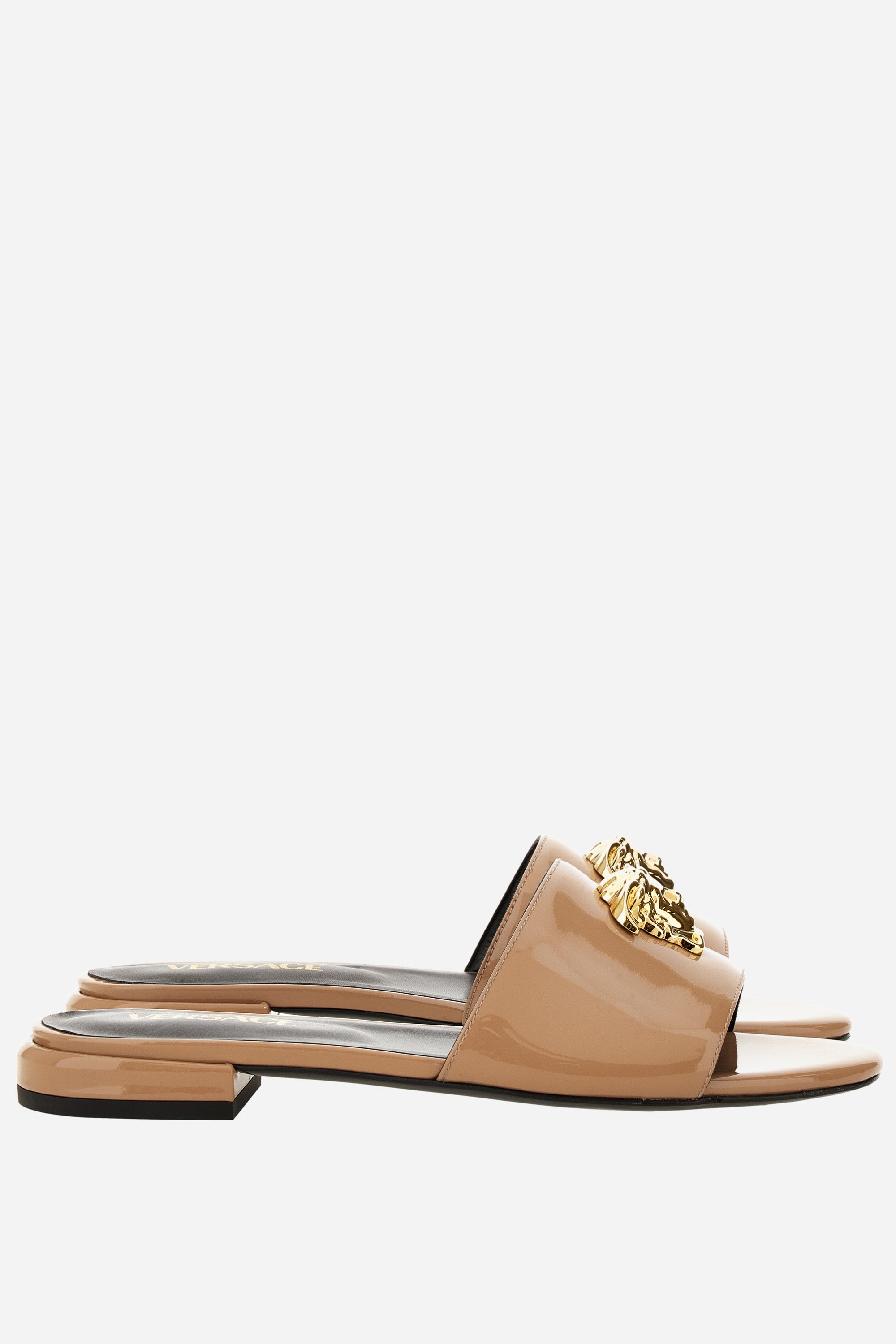 Versace Logo Patent Sandals