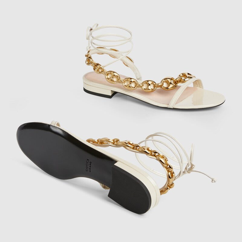 Gucci Marina Chain Details Leather Sandals