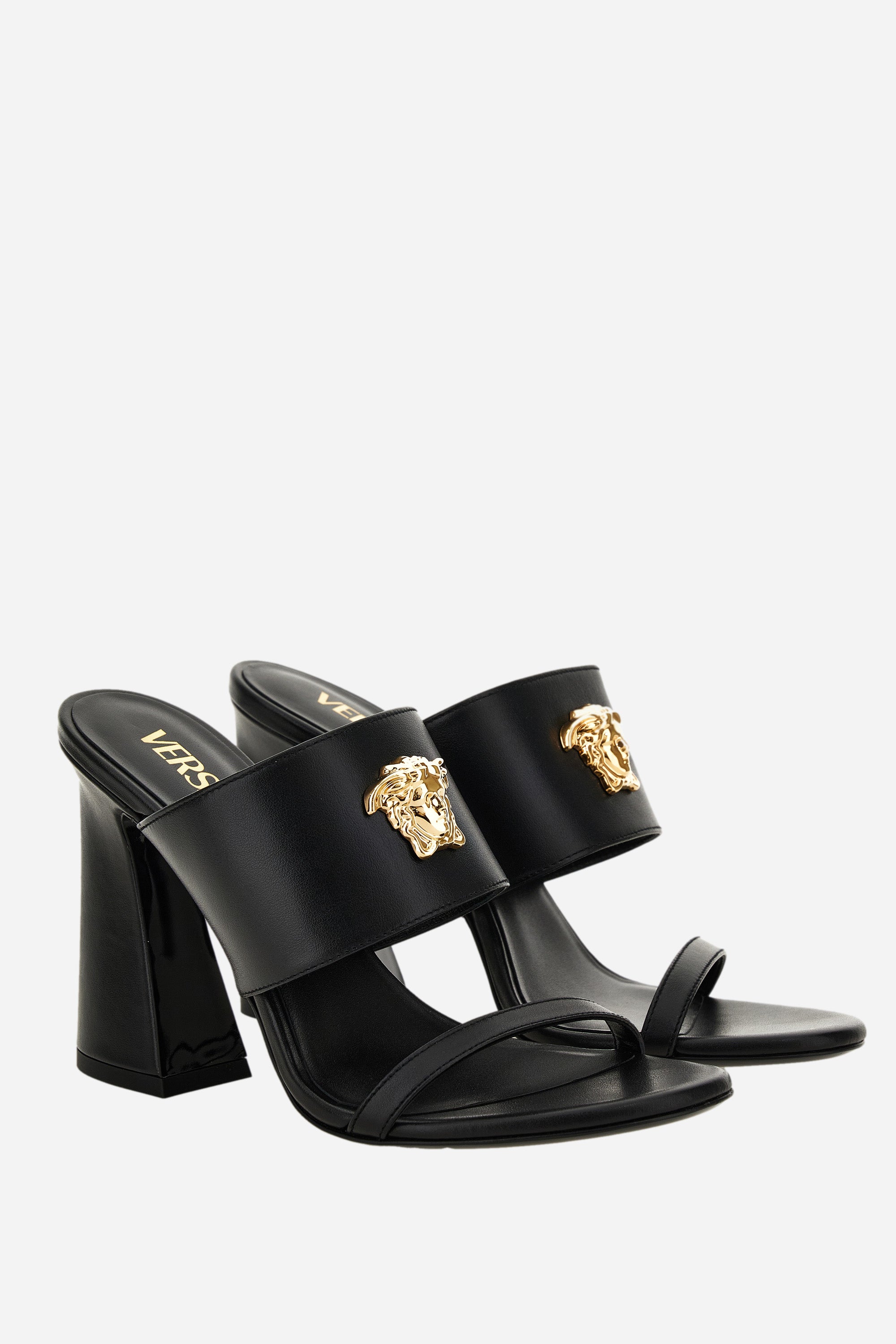 Versace Logo Mule In Calf Leather
