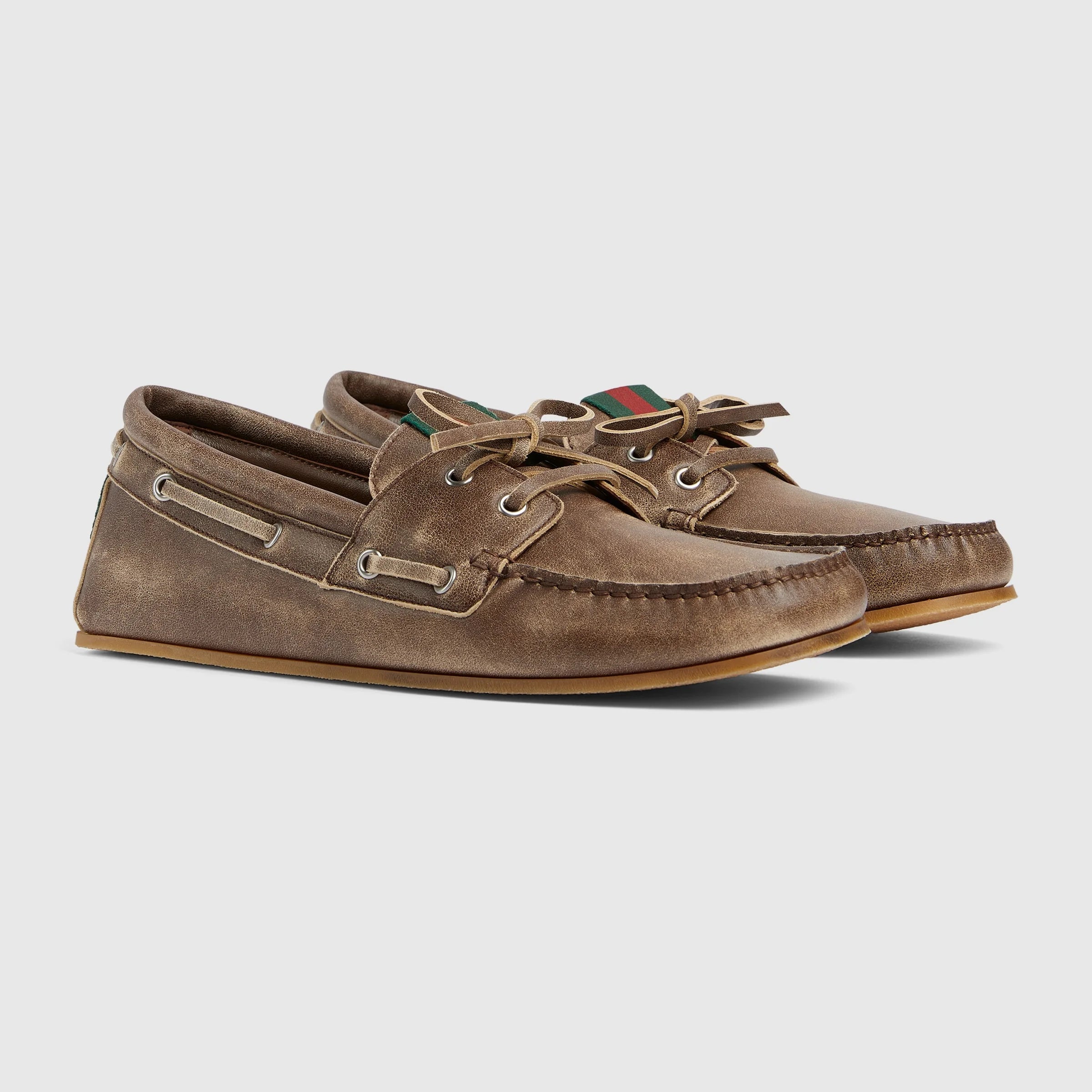 Gucci Web Boat Shoes