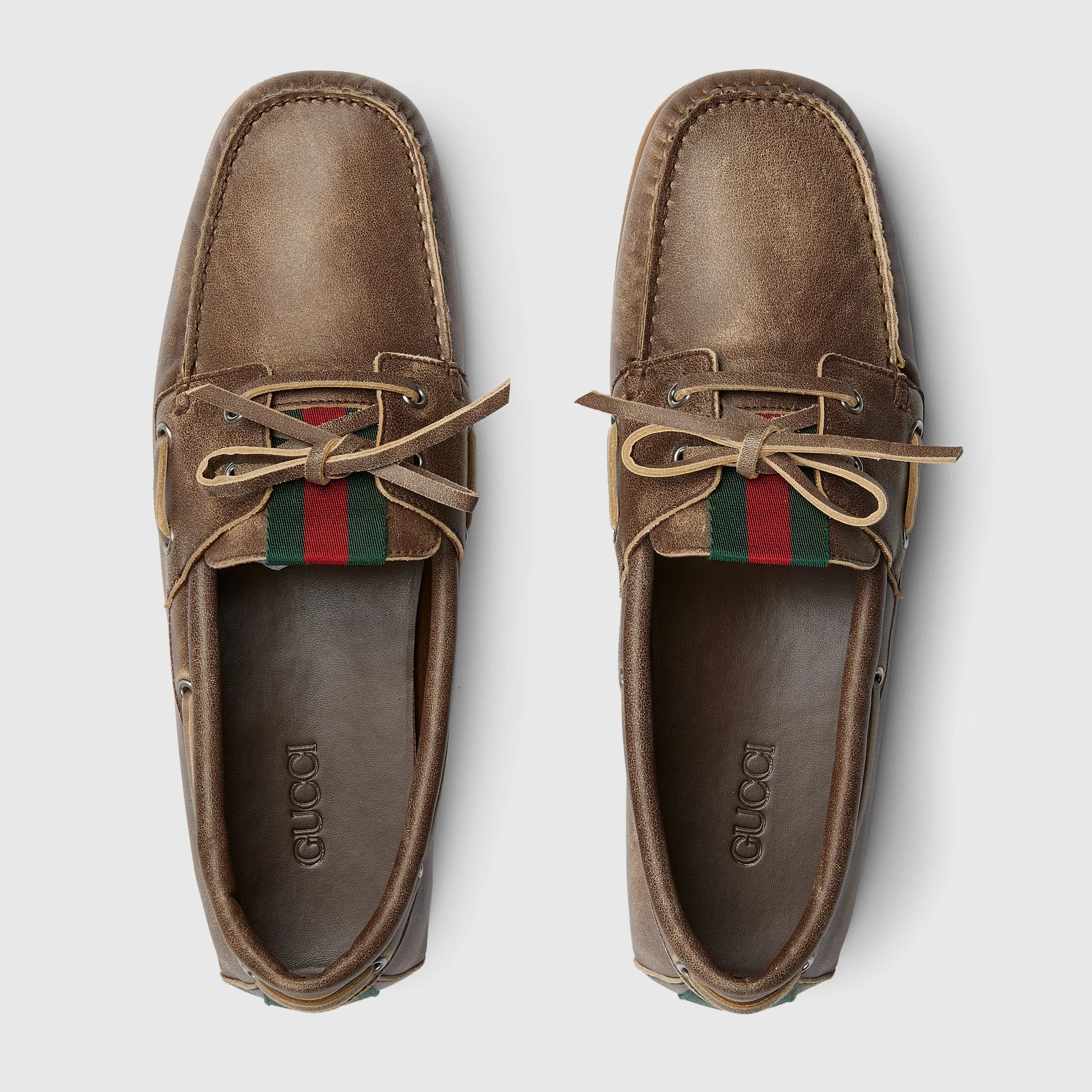 Gucci Web Boat Shoes