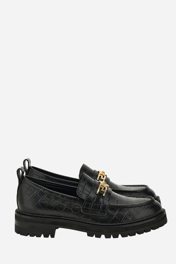 Versace Loafer In Embossed Croc
