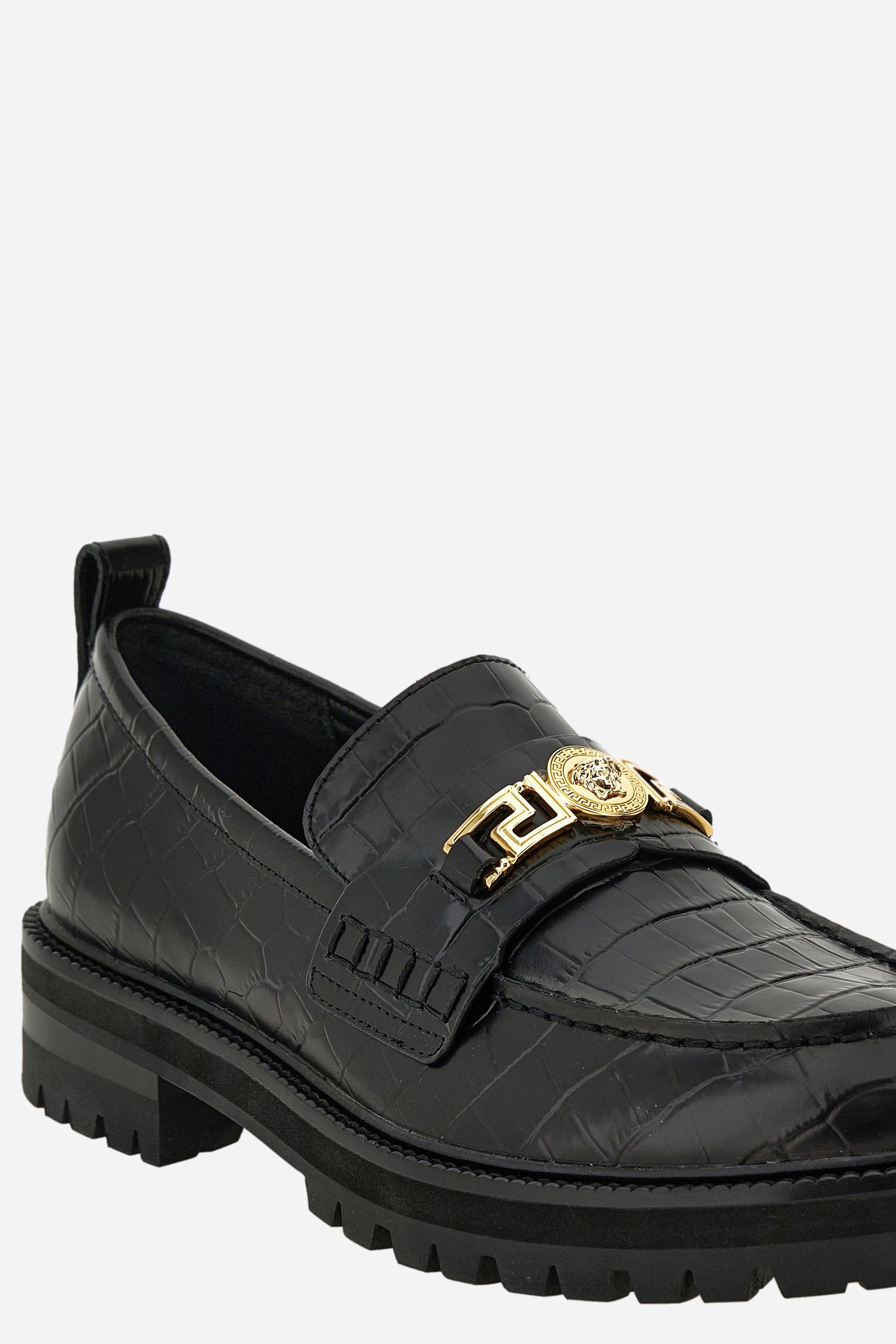 Versace Loafer In Embossed Croc