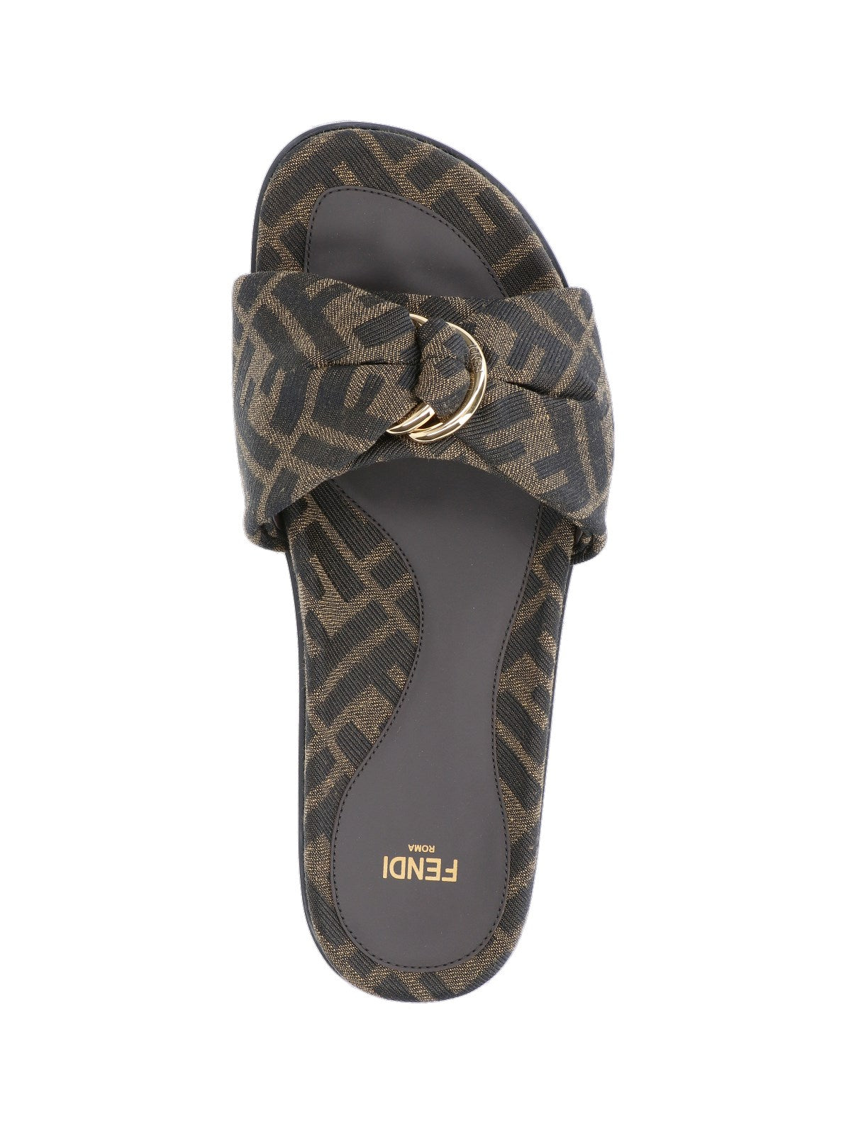 FENDI FENDI FEEL BROWN FF JACQUARD SANDALS