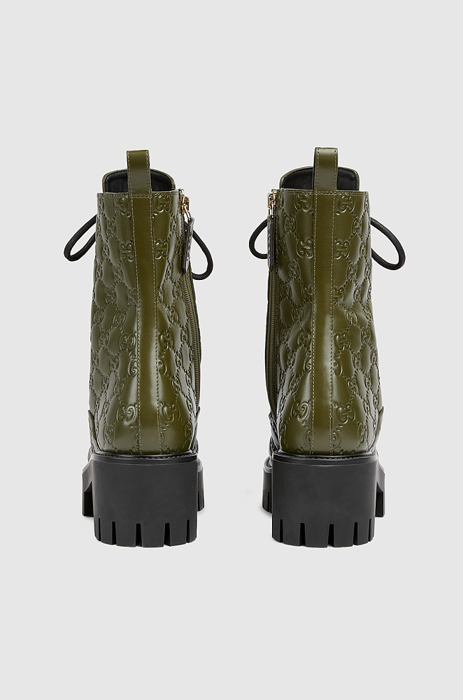 Gucci GG Embossed Lace Up Boots