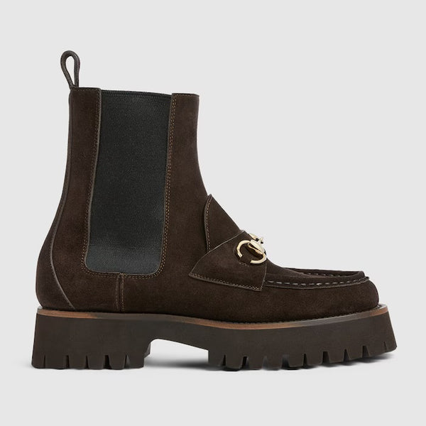 Gucci Horsebit Suede Ankle Boots