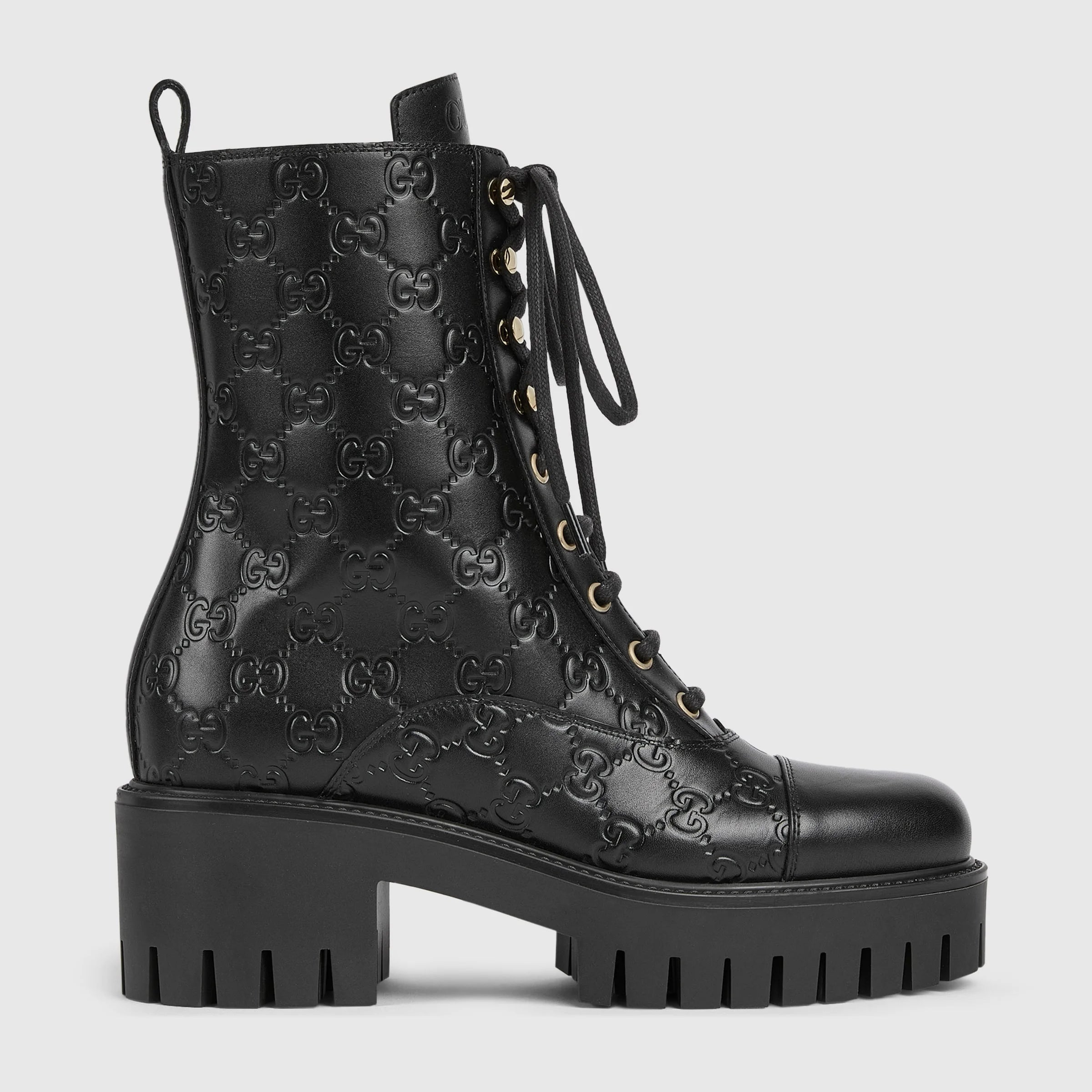 Gucci GG Embossed Lace Up Boots