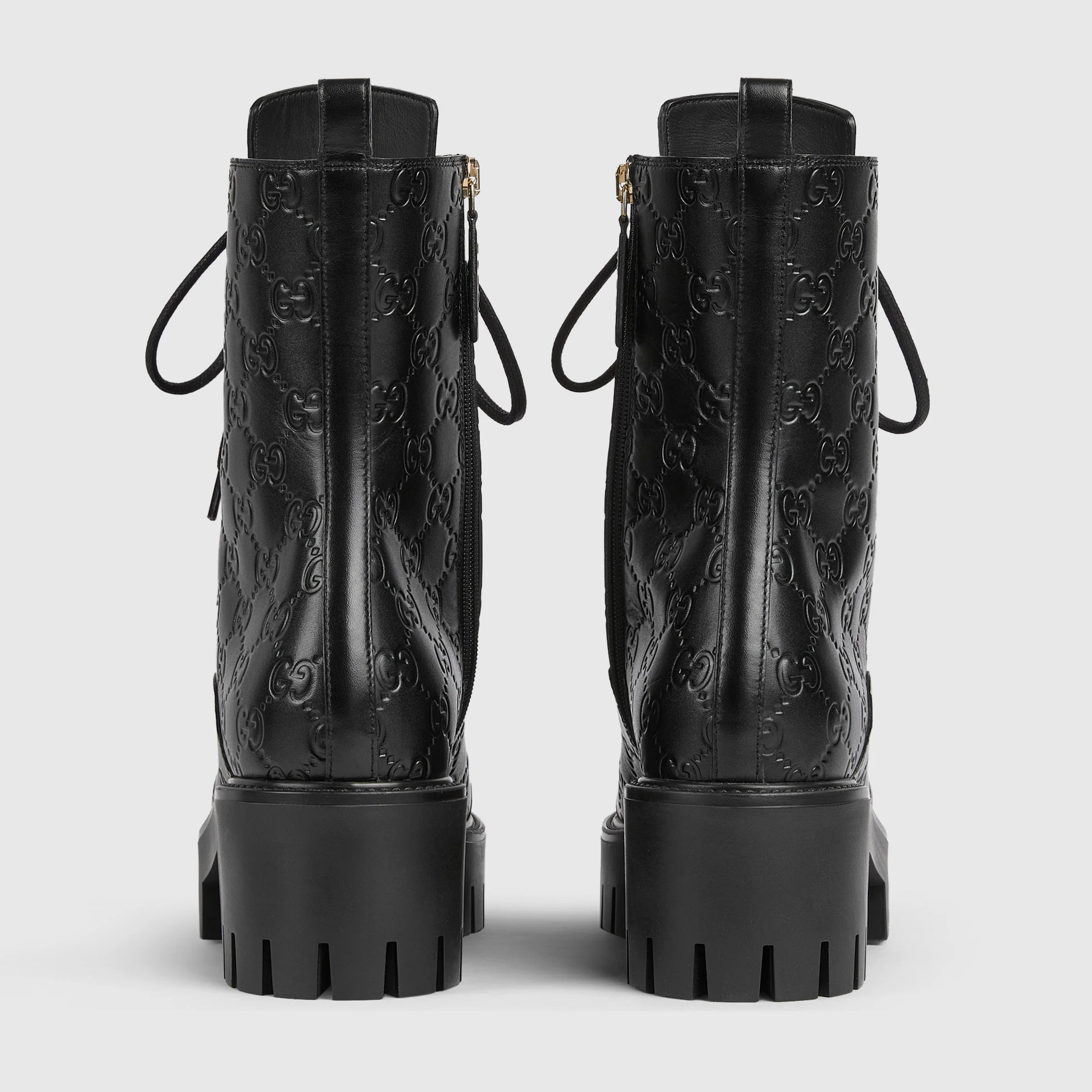 Gucci GG Embossed Lace Up Boots