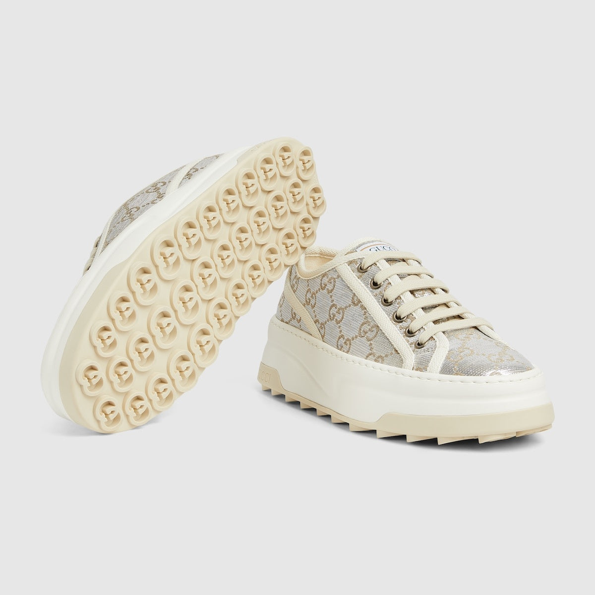 Gucci Metallic silver GG canvas Sneakers