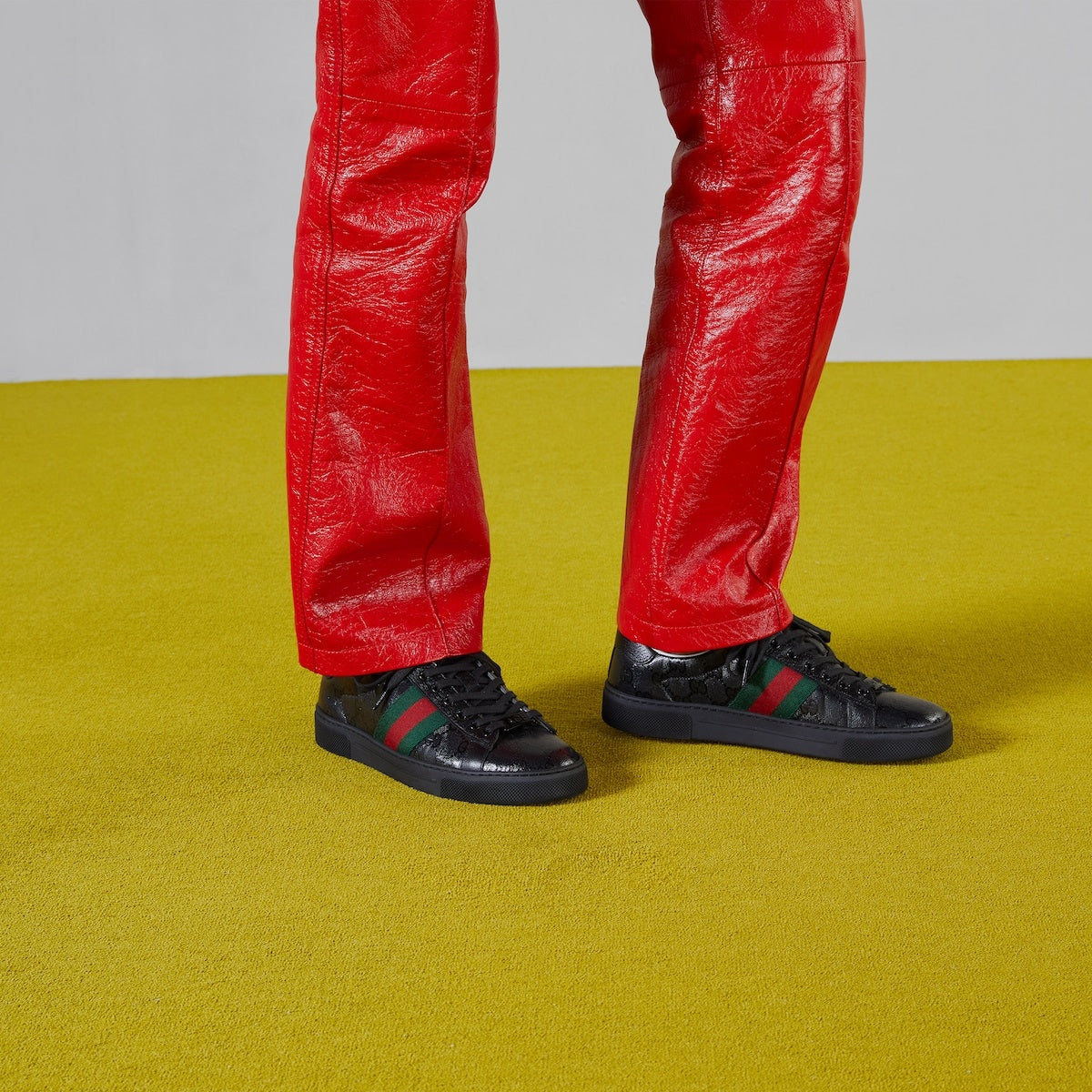 Gucci Ace Web Leather Sneakers