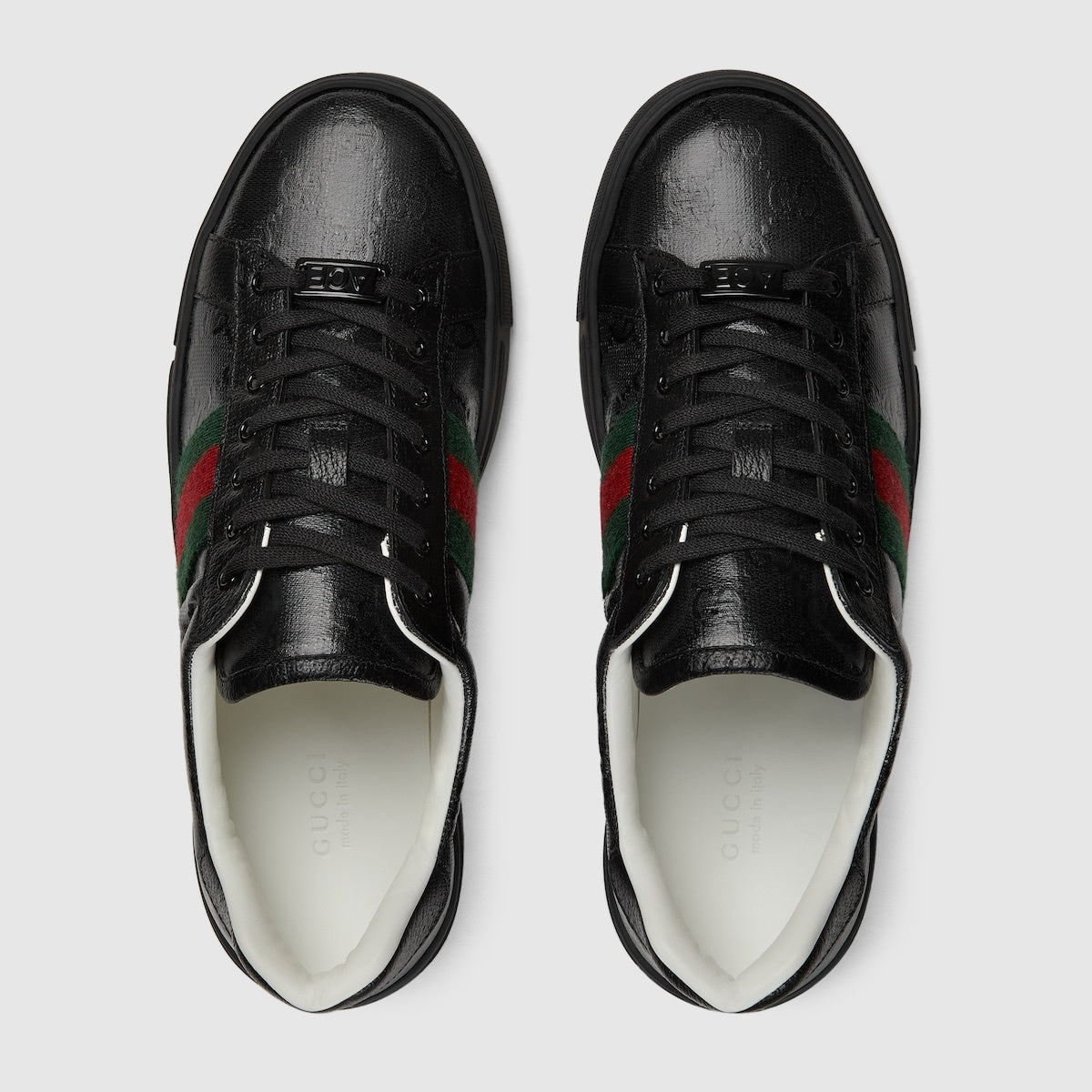 Gucci Ace Web Leather Sneakers