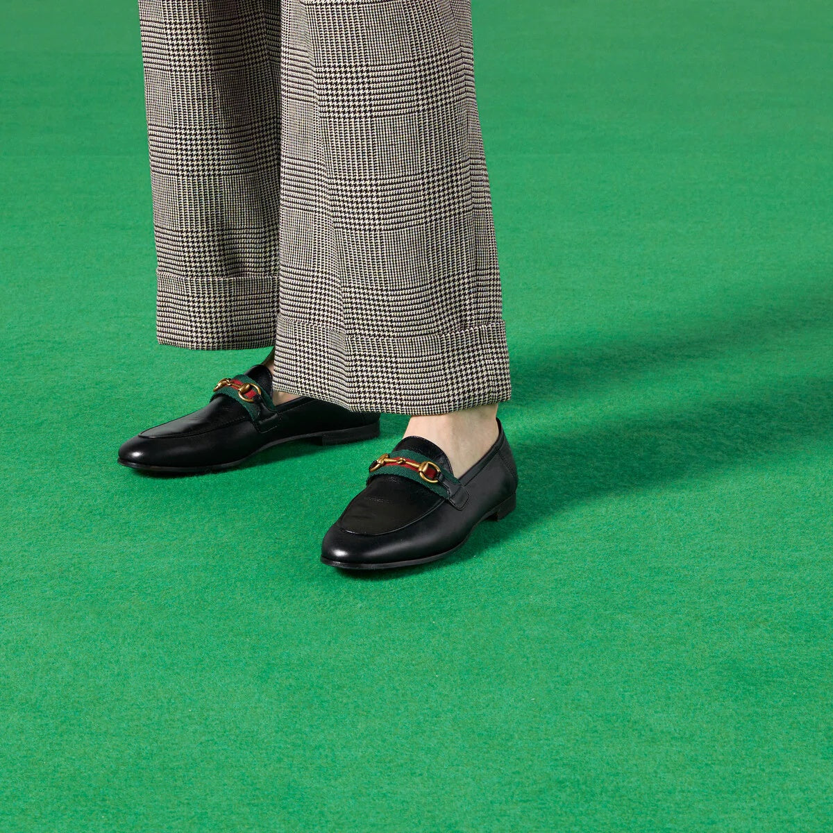 Gucci Horsebit Web Leather Loafers
