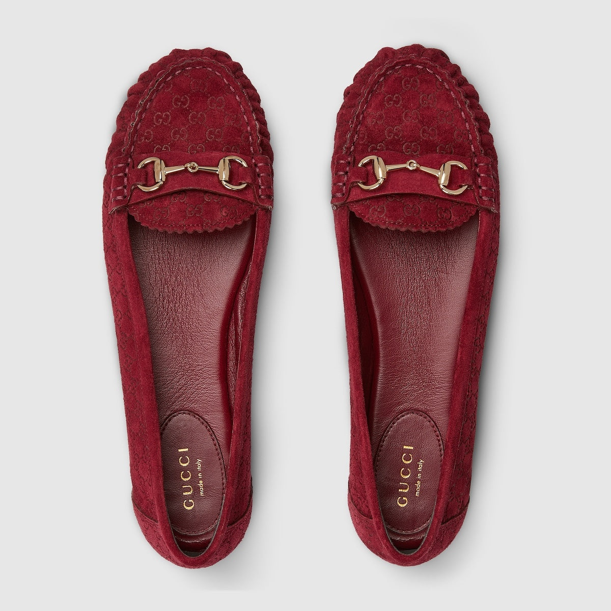 Gucci Horsebit GG Suede Ballet Flats