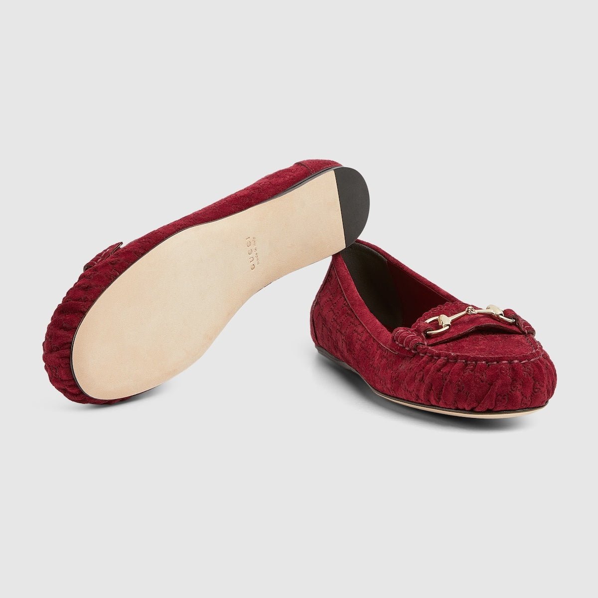 Gucci Horsebit GG Suede Ballet Flats