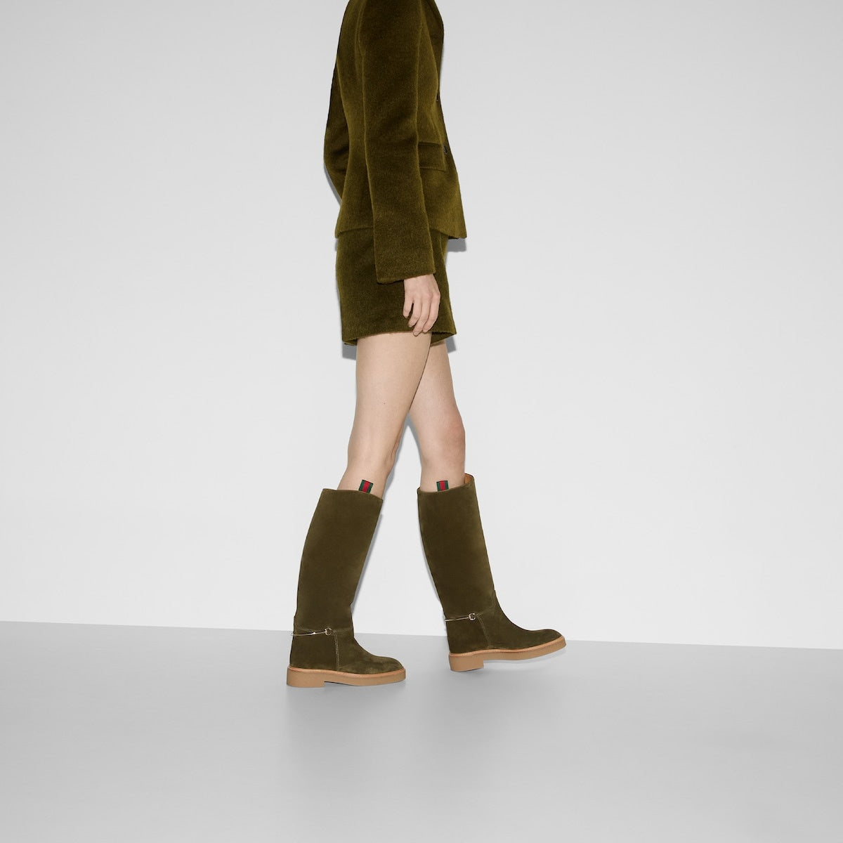 Gucci Slim Horsebit Suede Knee Boots