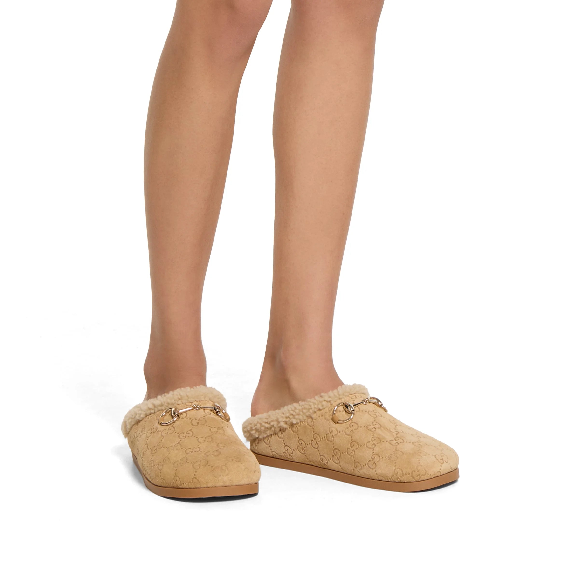 Gucci Horsebit GG Suede Mules