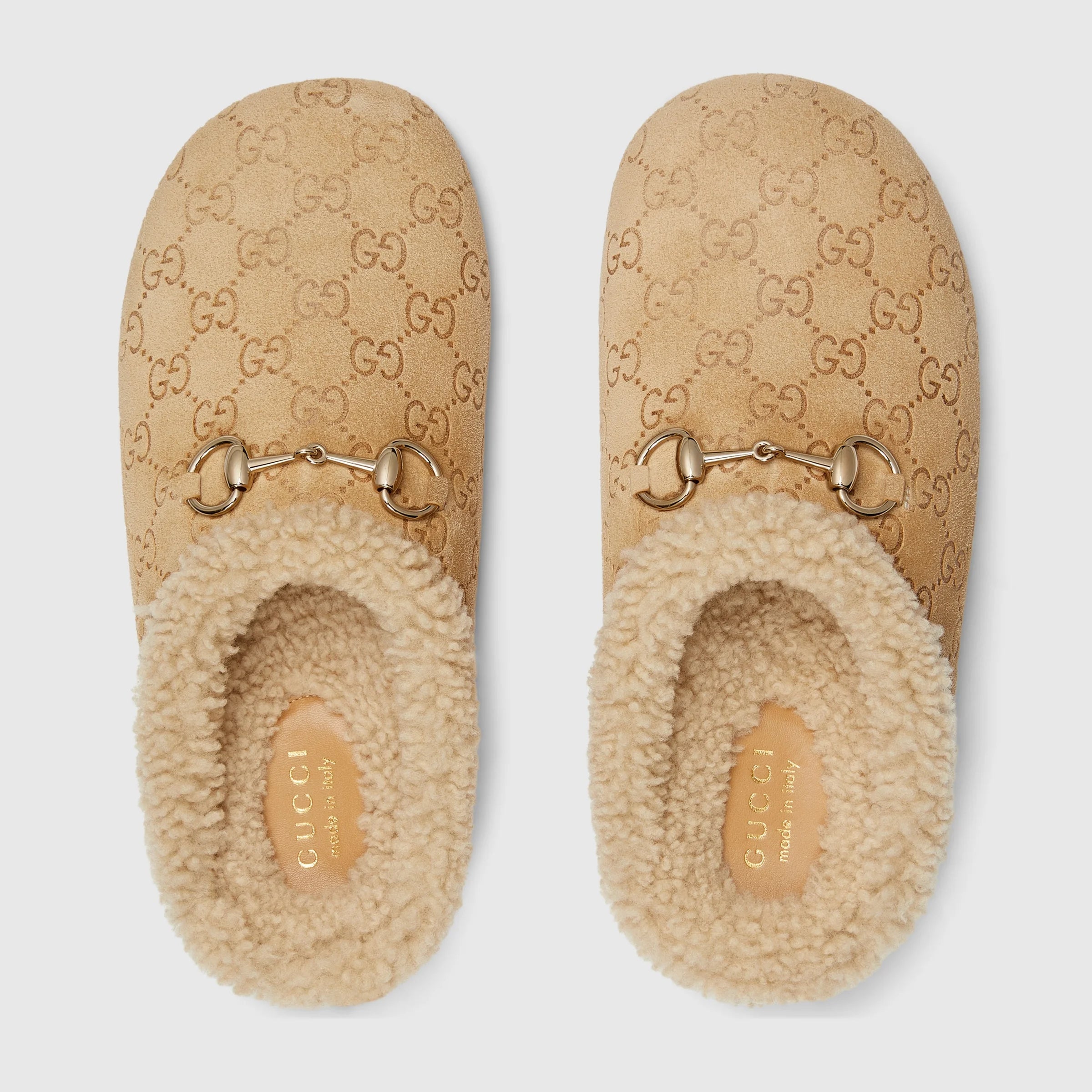 Gucci Horsebit GG Suede Mules
