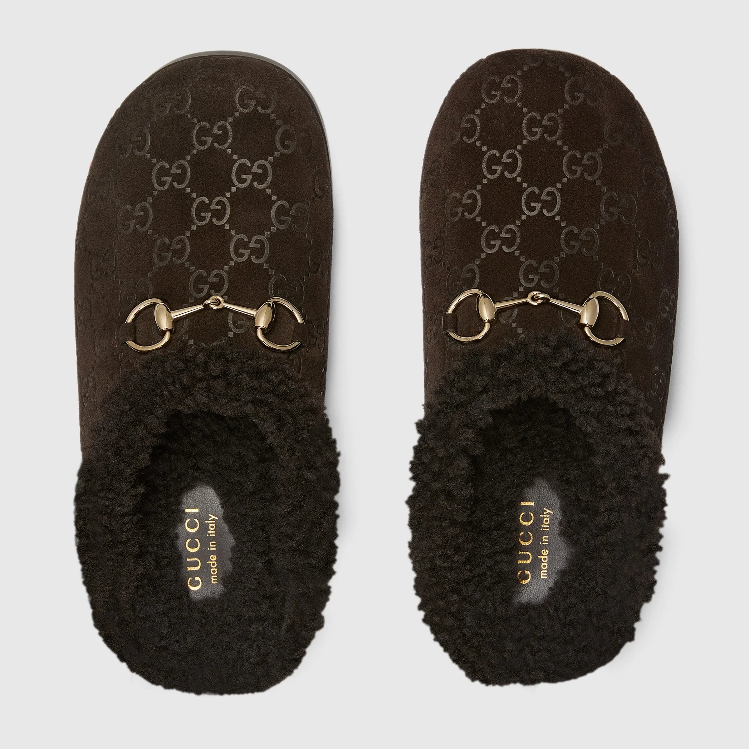 Gucci Horsebit GG Suede Mules