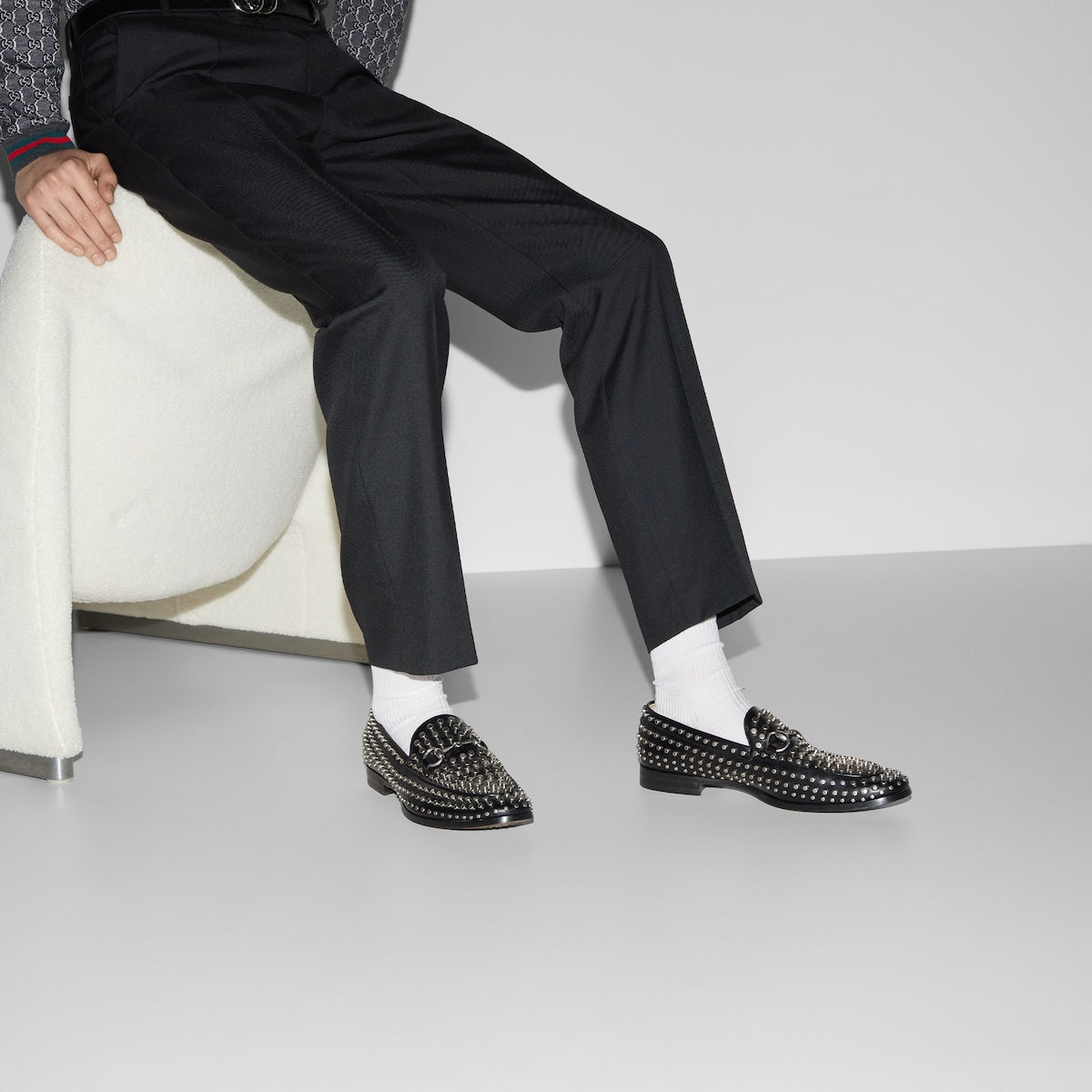 Gucci Horsebit Studded Leather Loafers