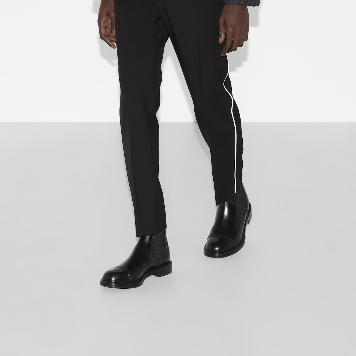 Gucci Web Detail Leather Boots