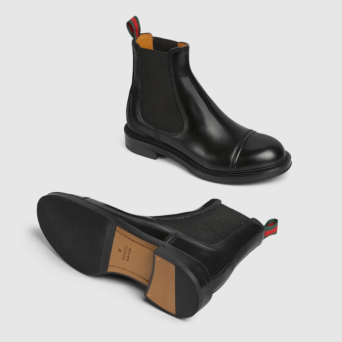 Gucci Web Detail Leather Boots