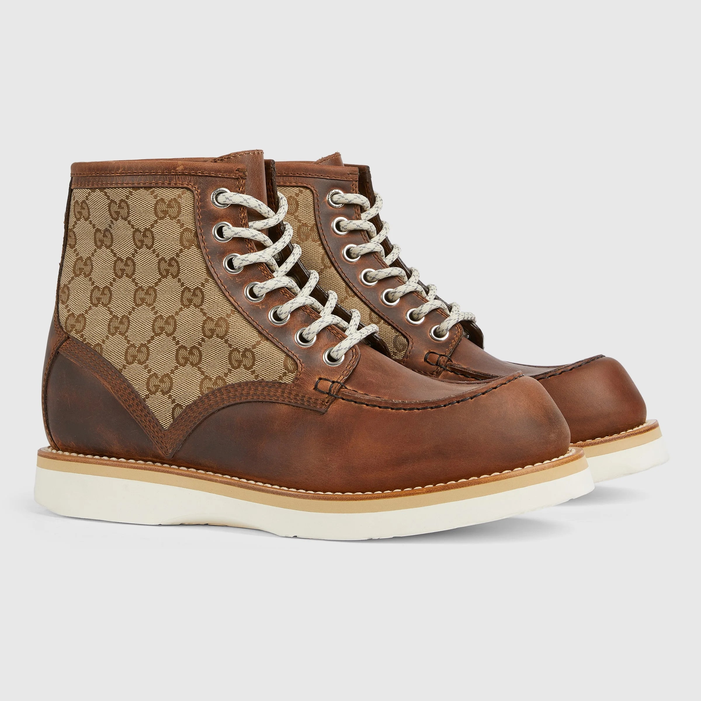 Gucci GG Canvas Lace Up Boots