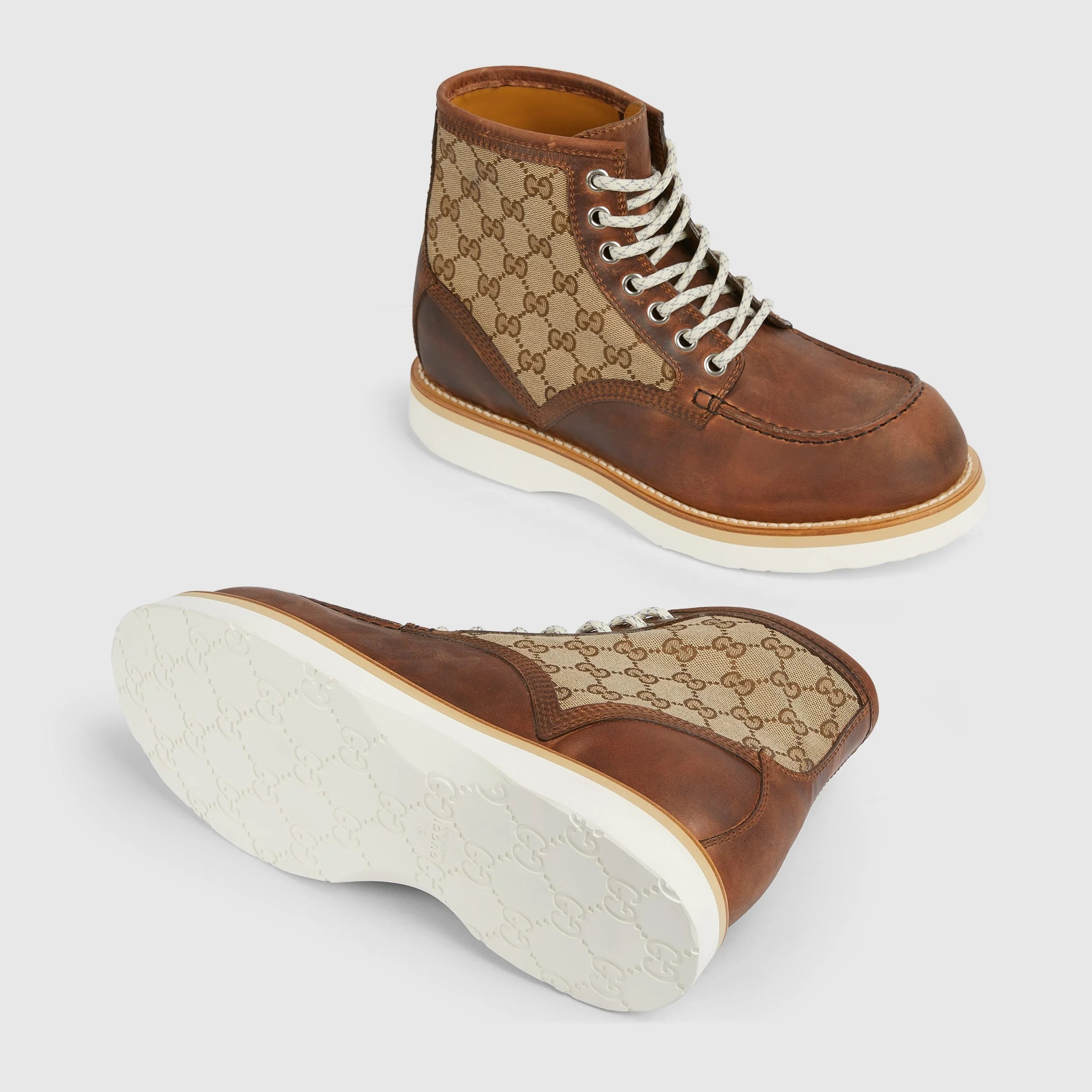 Gucci GG Canvas Lace Up Boots