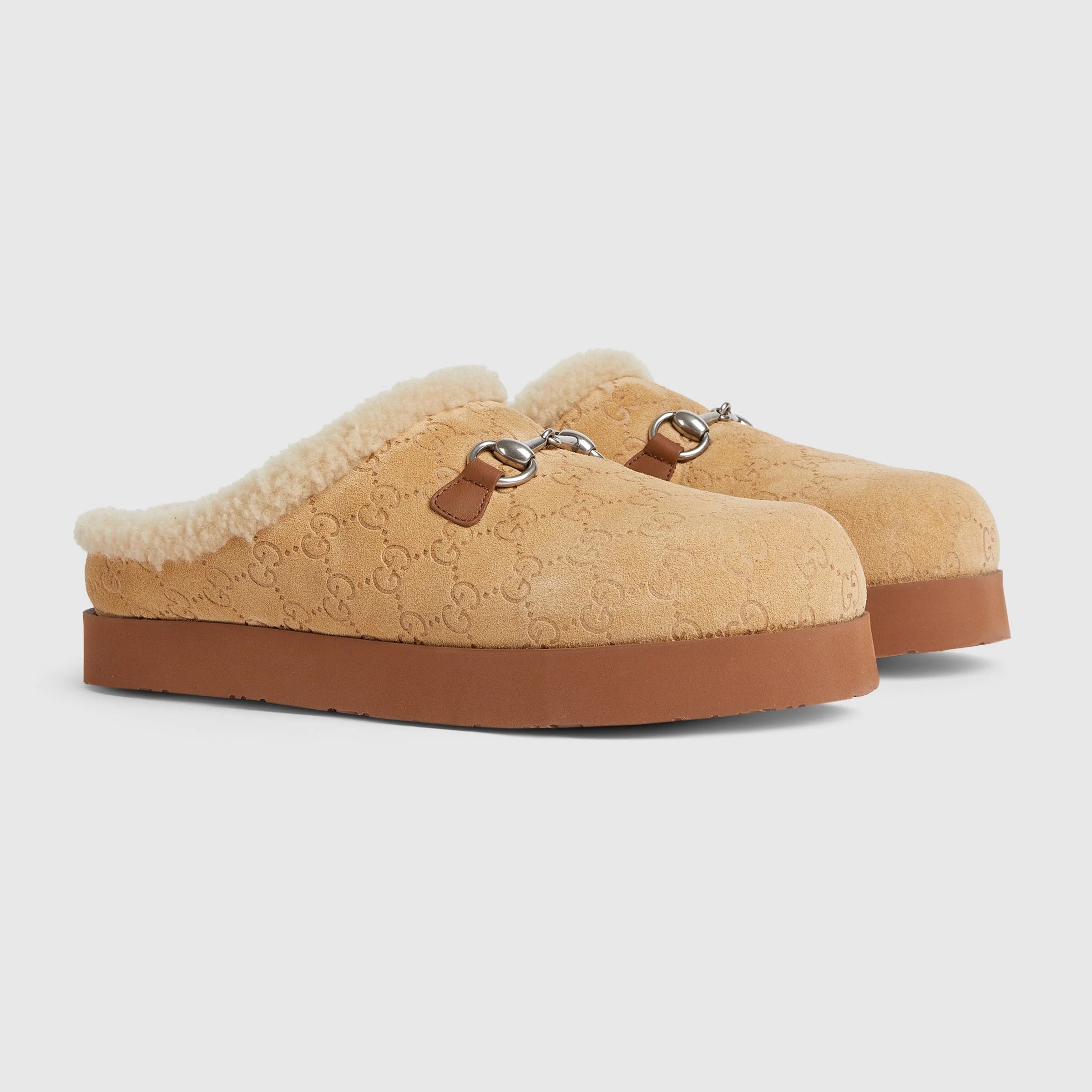 Gucci Horsebit GG Wool Mules