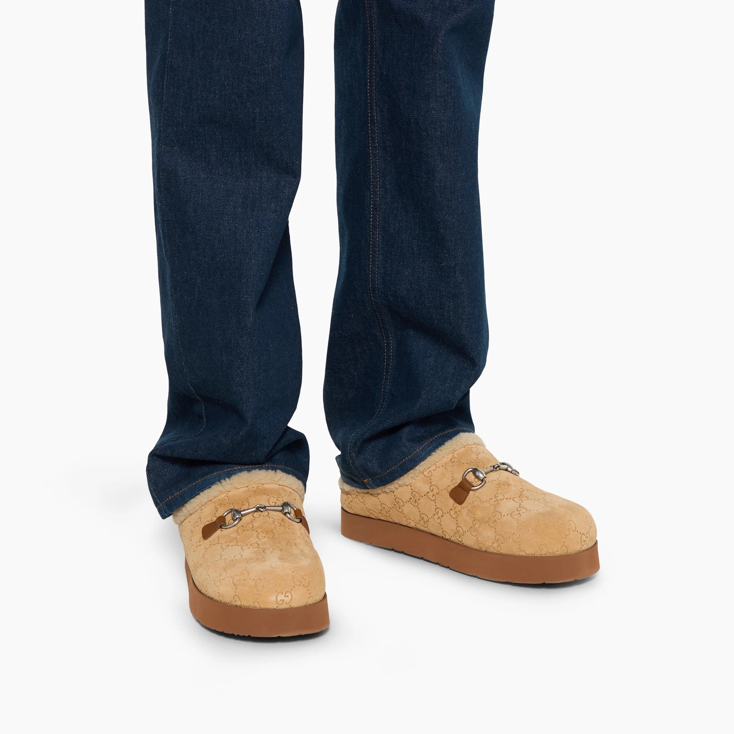 Gucci Horsebit GG Wool Mules