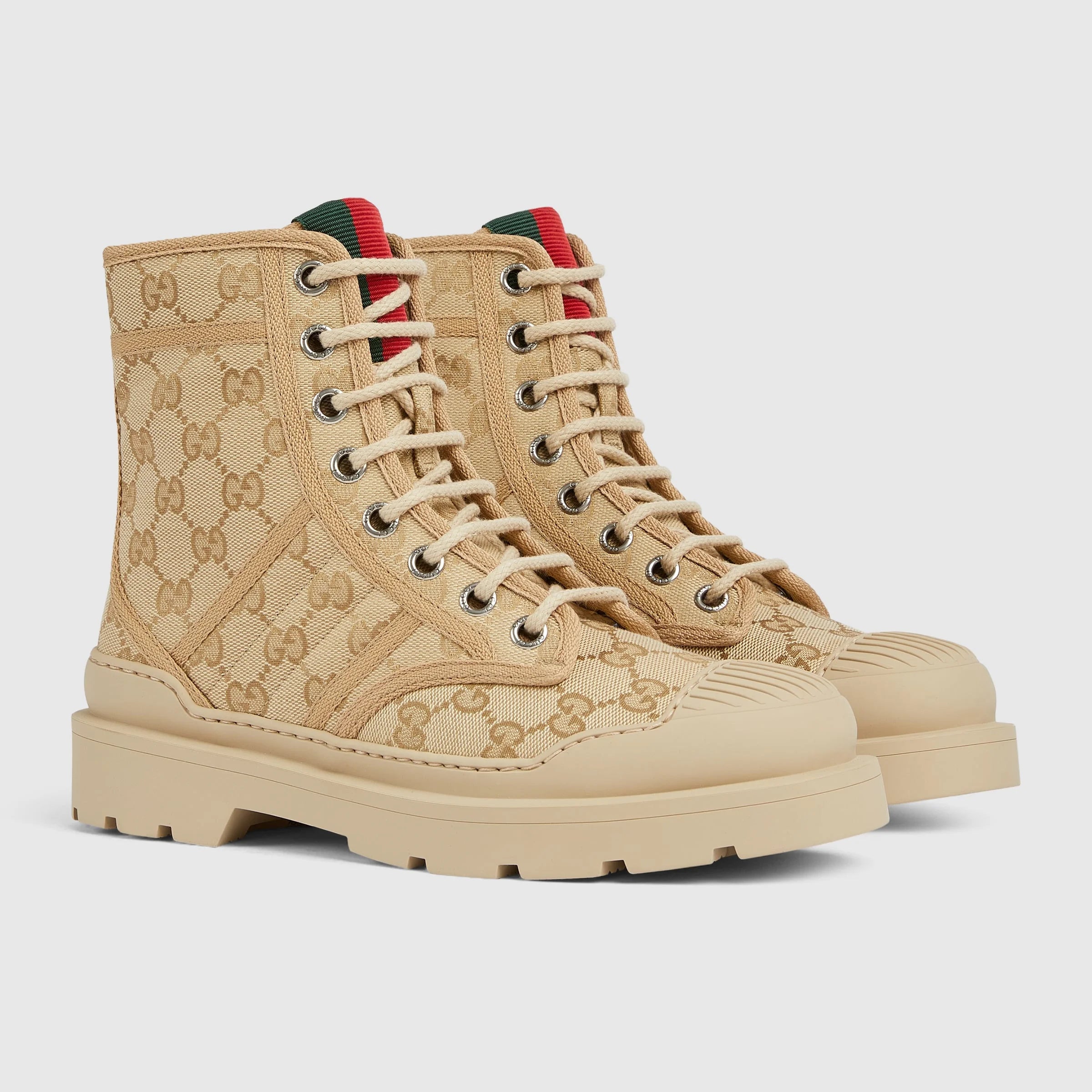 Gucci GG Web Lace Up Boots