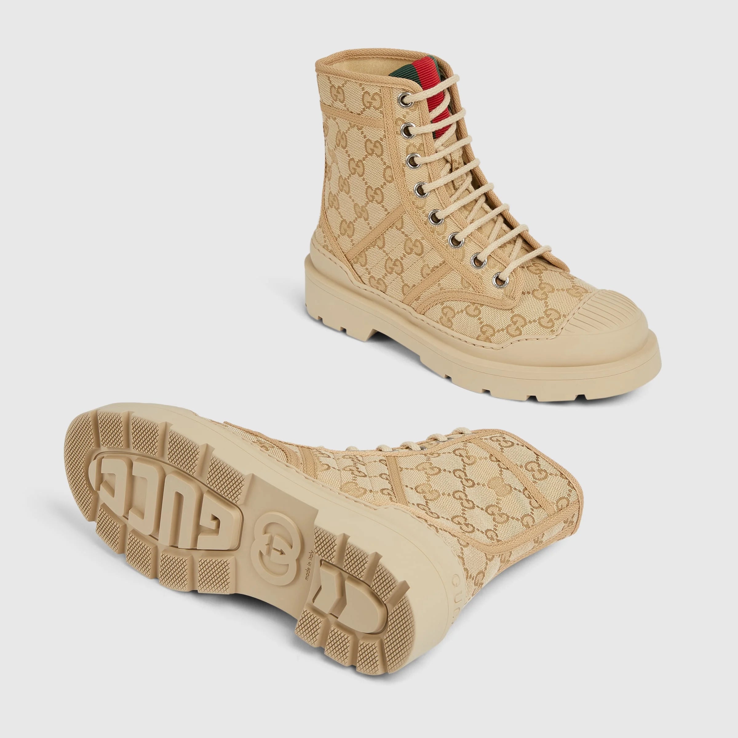 Gucci GG Web Lace Up Boots