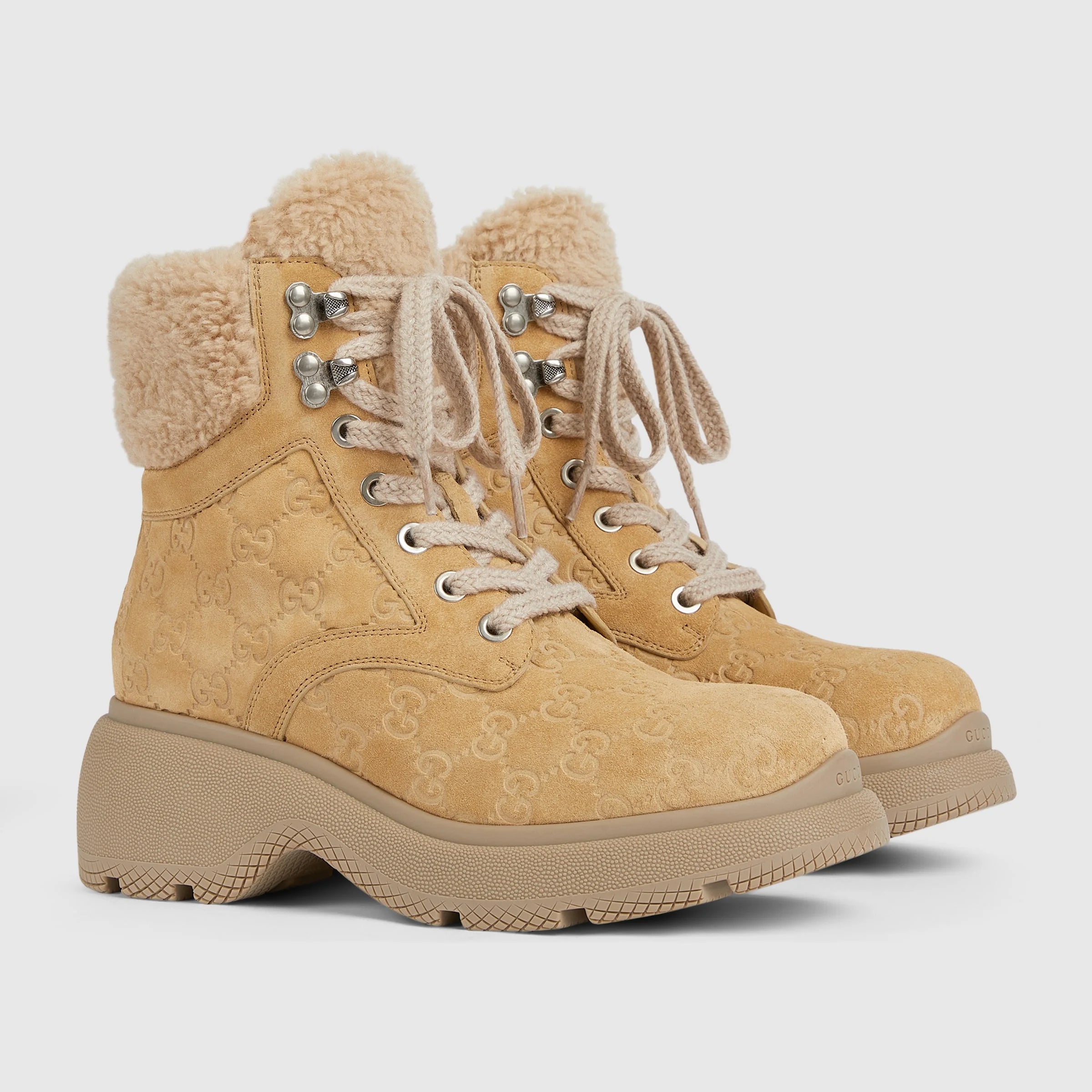 Gucci GG Merino Lace Up Boots