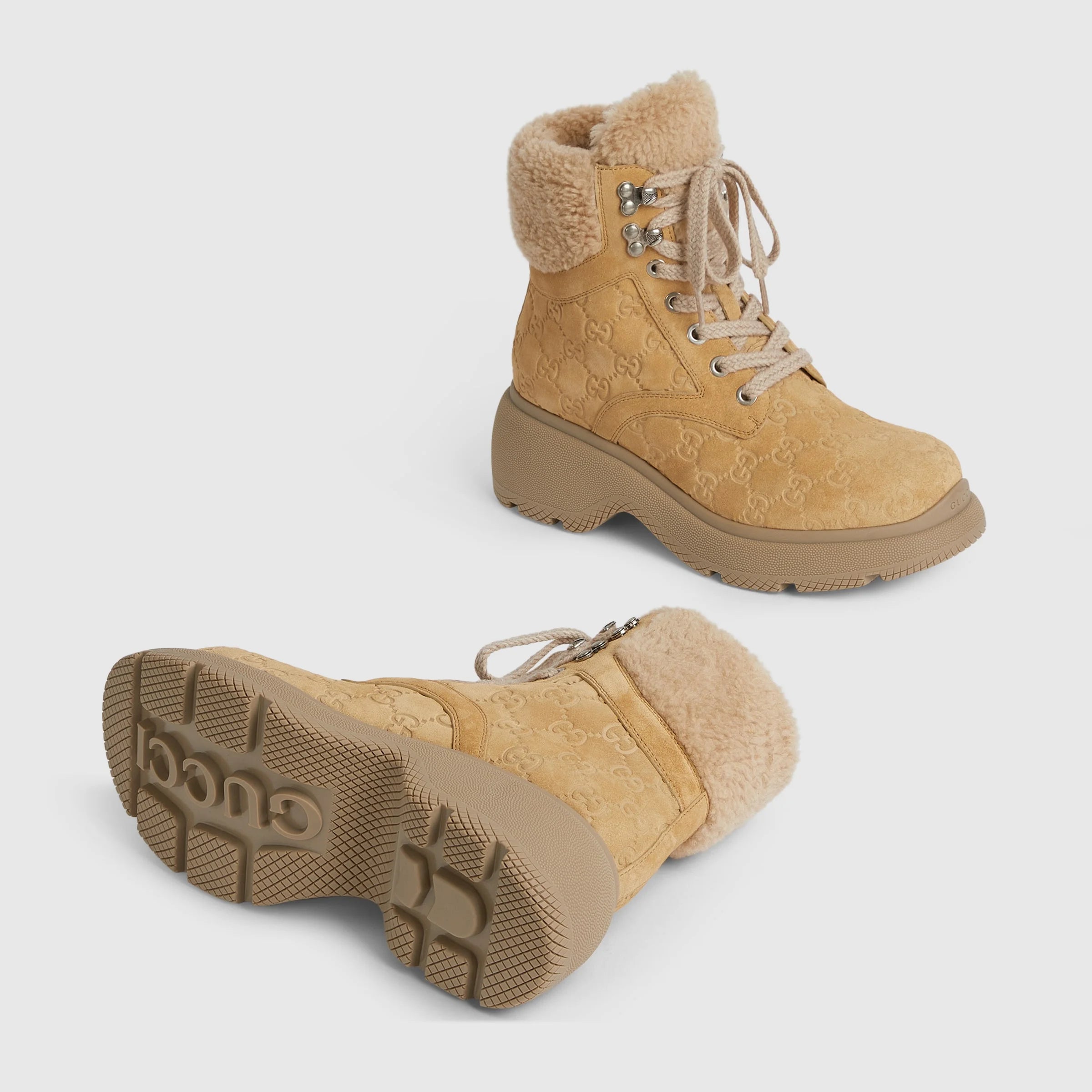 Gucci GG Merino Lace Up Boots