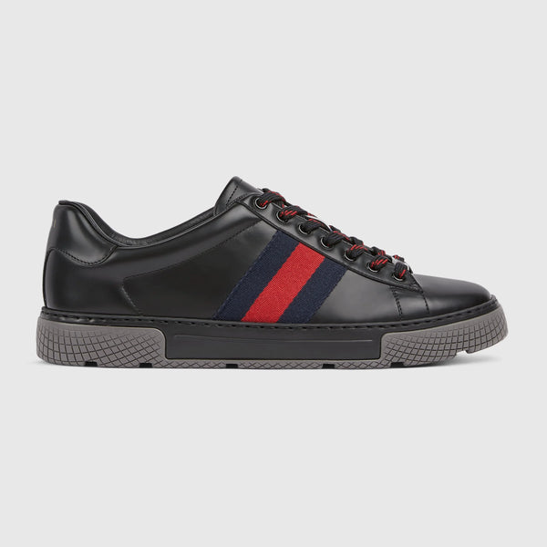 Gucci Ace Web Leather Sneakers