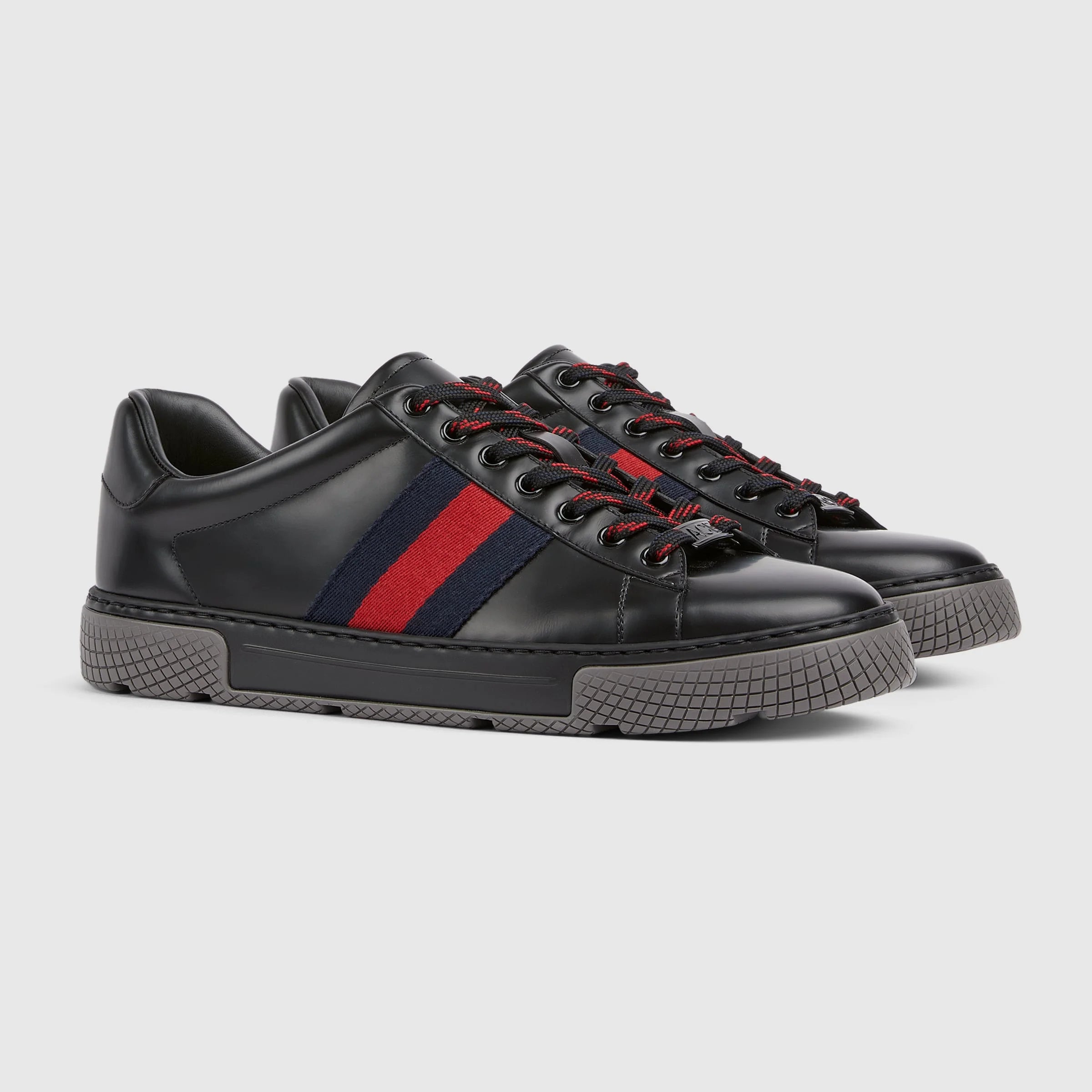 Gucci Ace Web Leather Sneakers