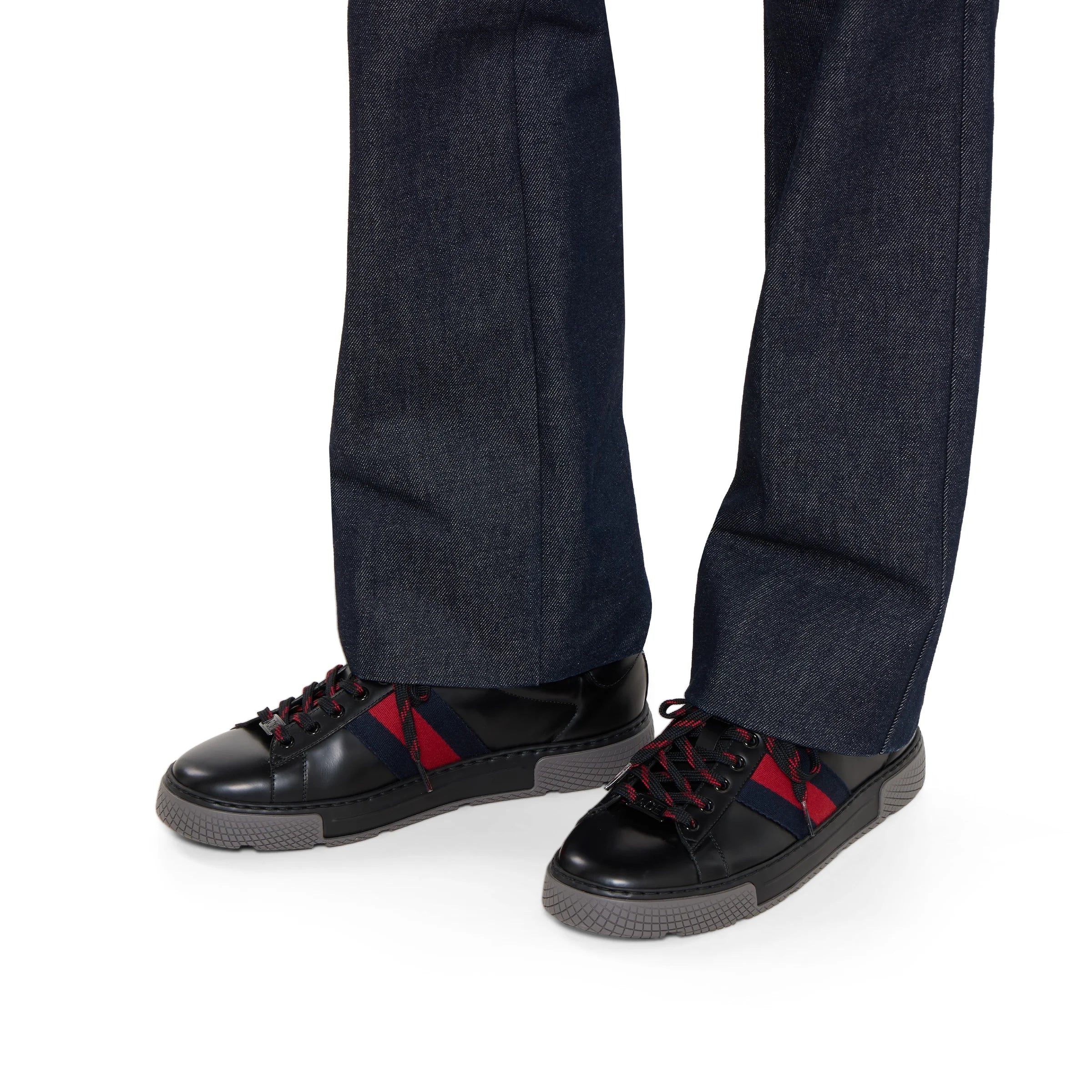 Gucci Ace Web Leather Sneakers