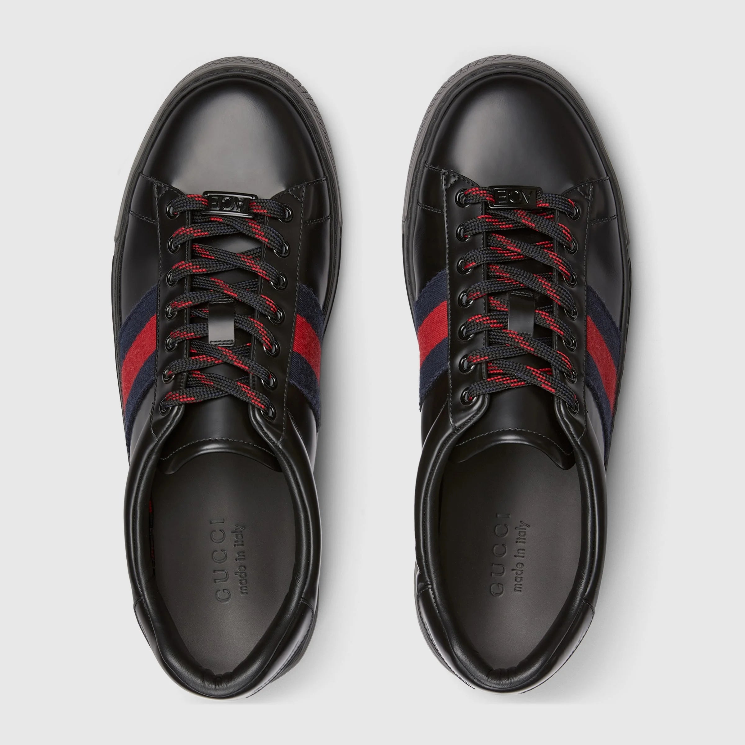 Gucci Ace Web Leather Sneakers