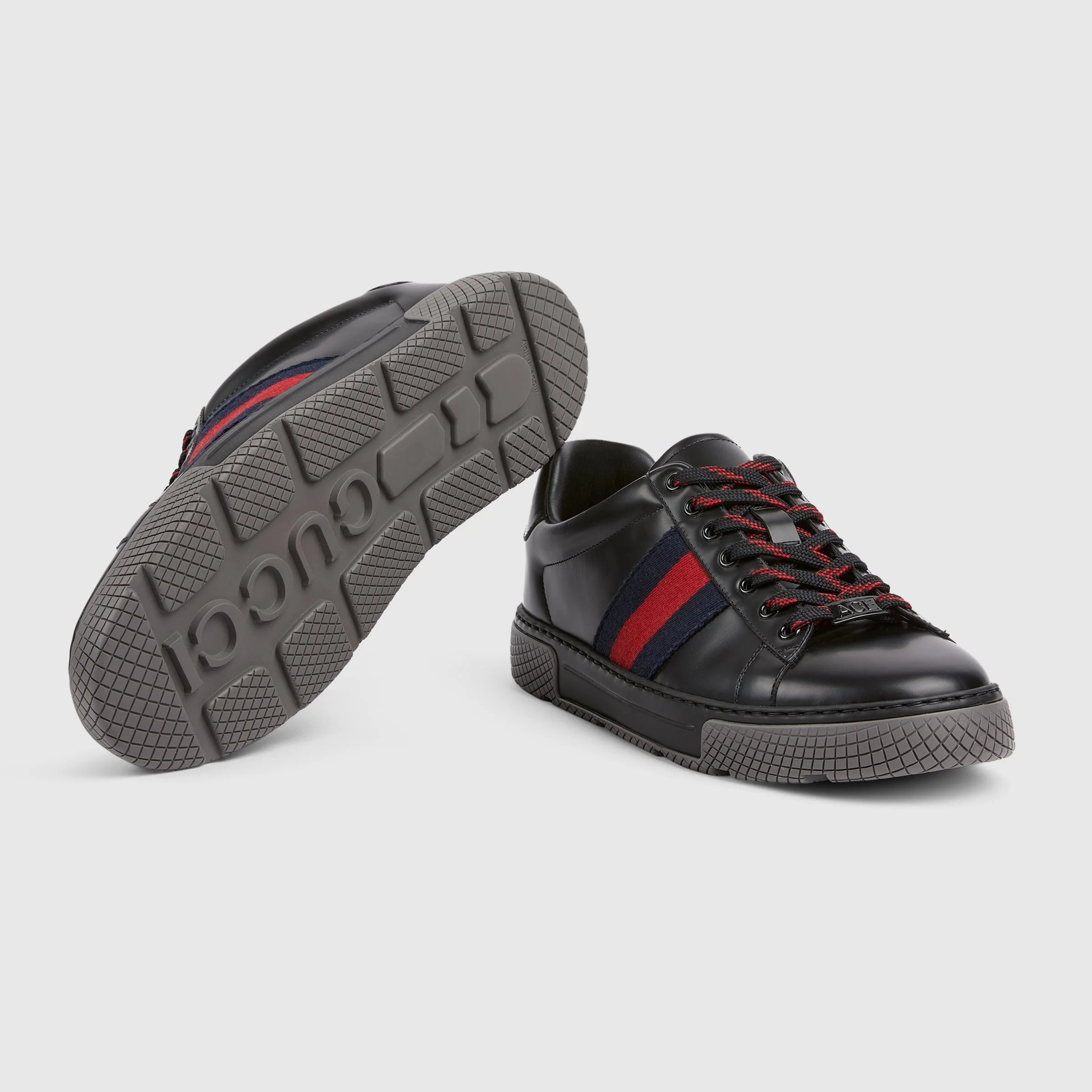 Gucci Ace Web Leather Sneakers