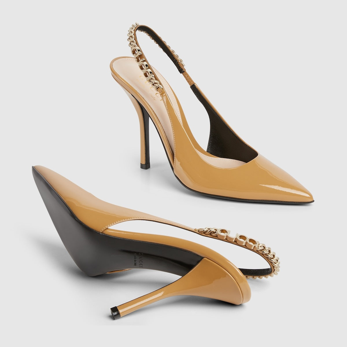 Gucci Signoria Patent Leather Slingback Pumps