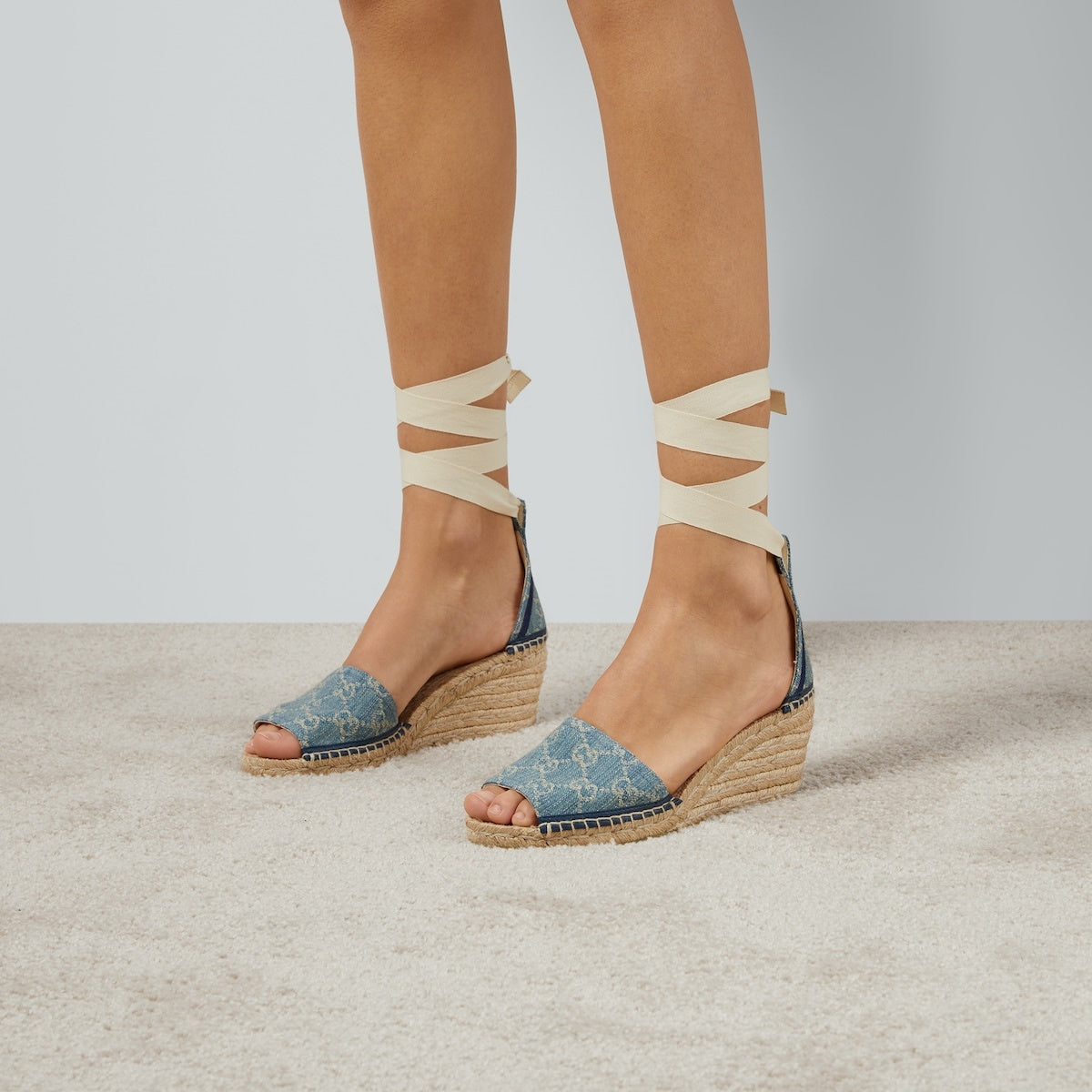Gucci GG Denim Platform Espadrilles